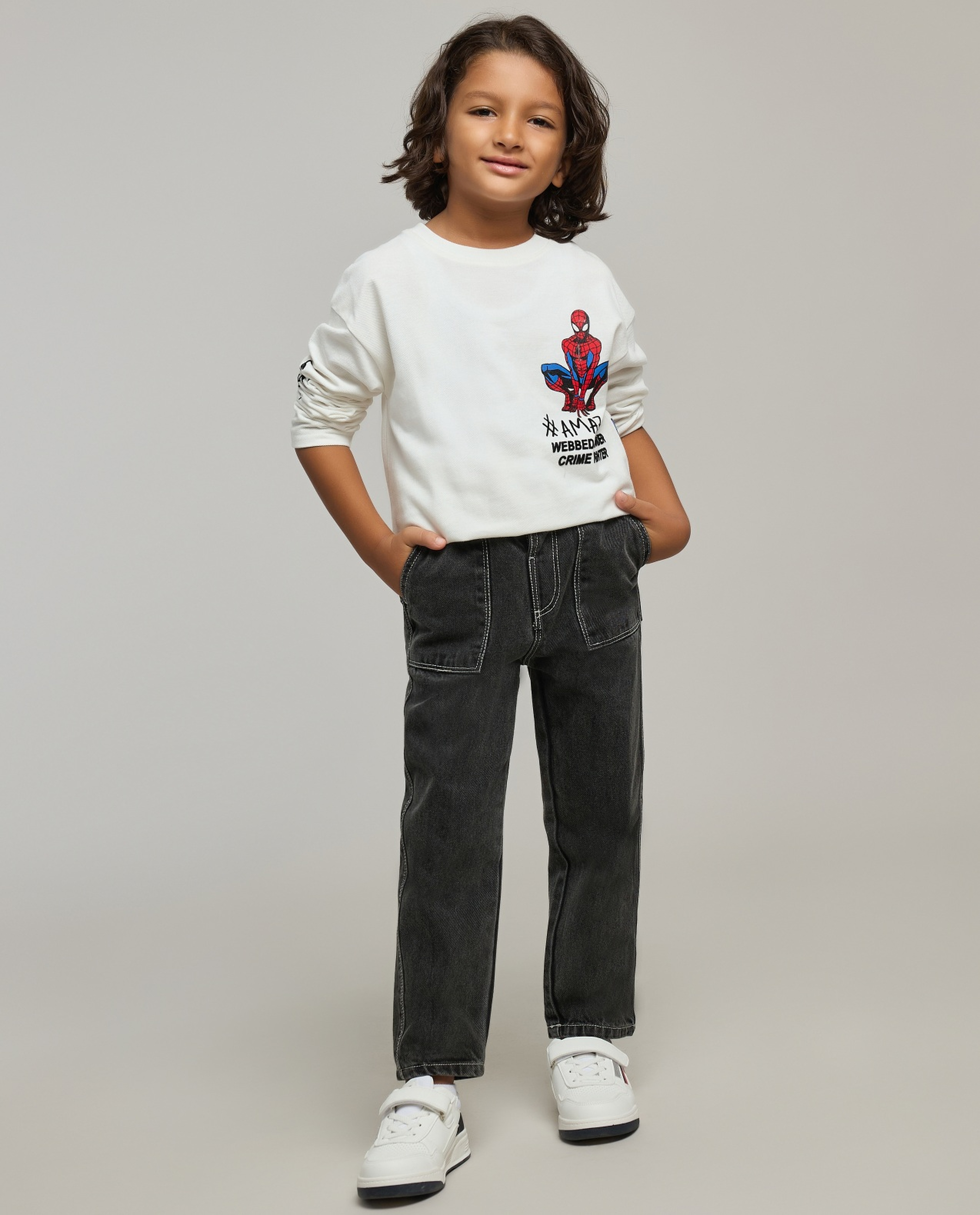 Faded Straight Fit Jeans with Side Release Closure