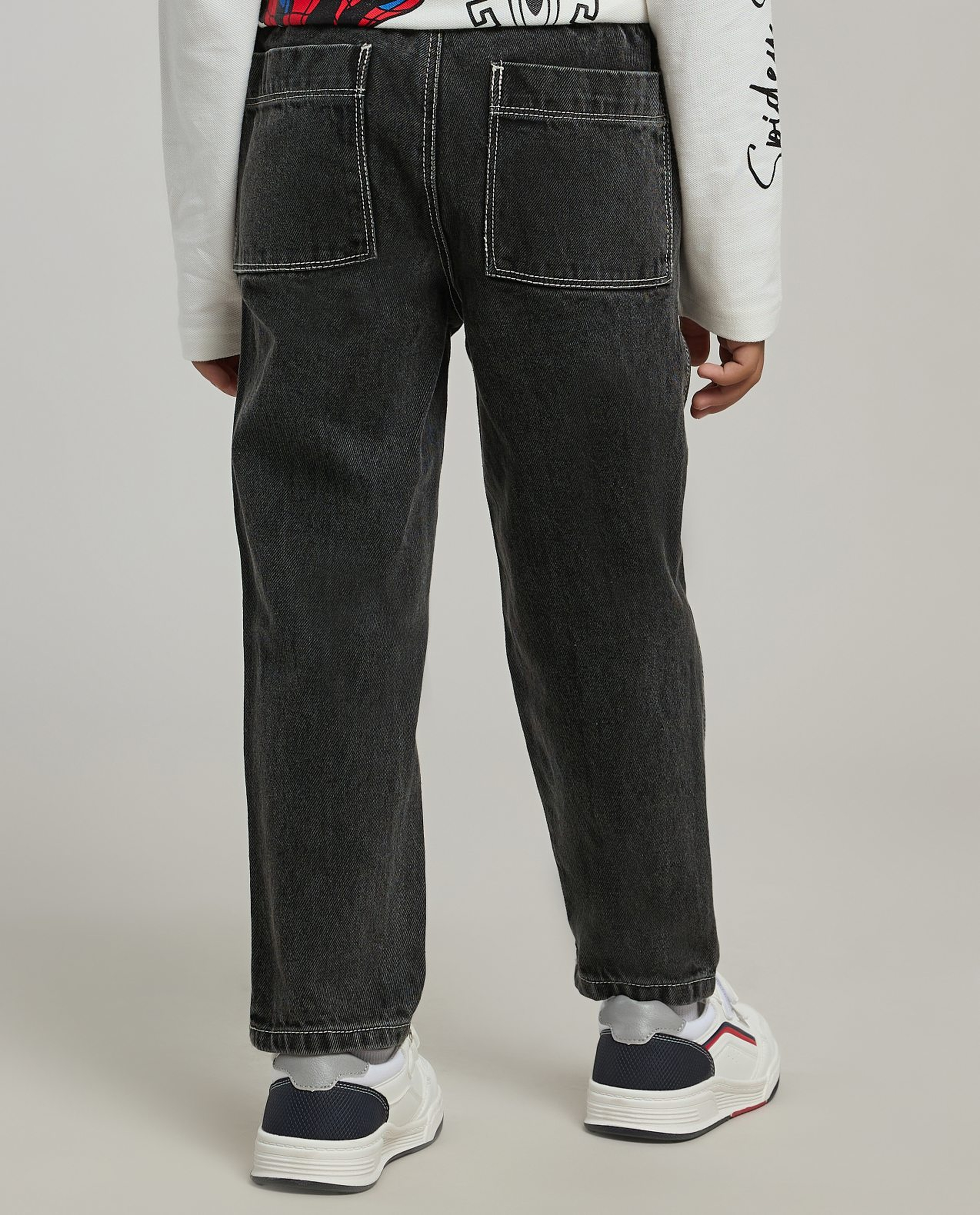 Faded Straight Fit Jeans with Side Release Closure