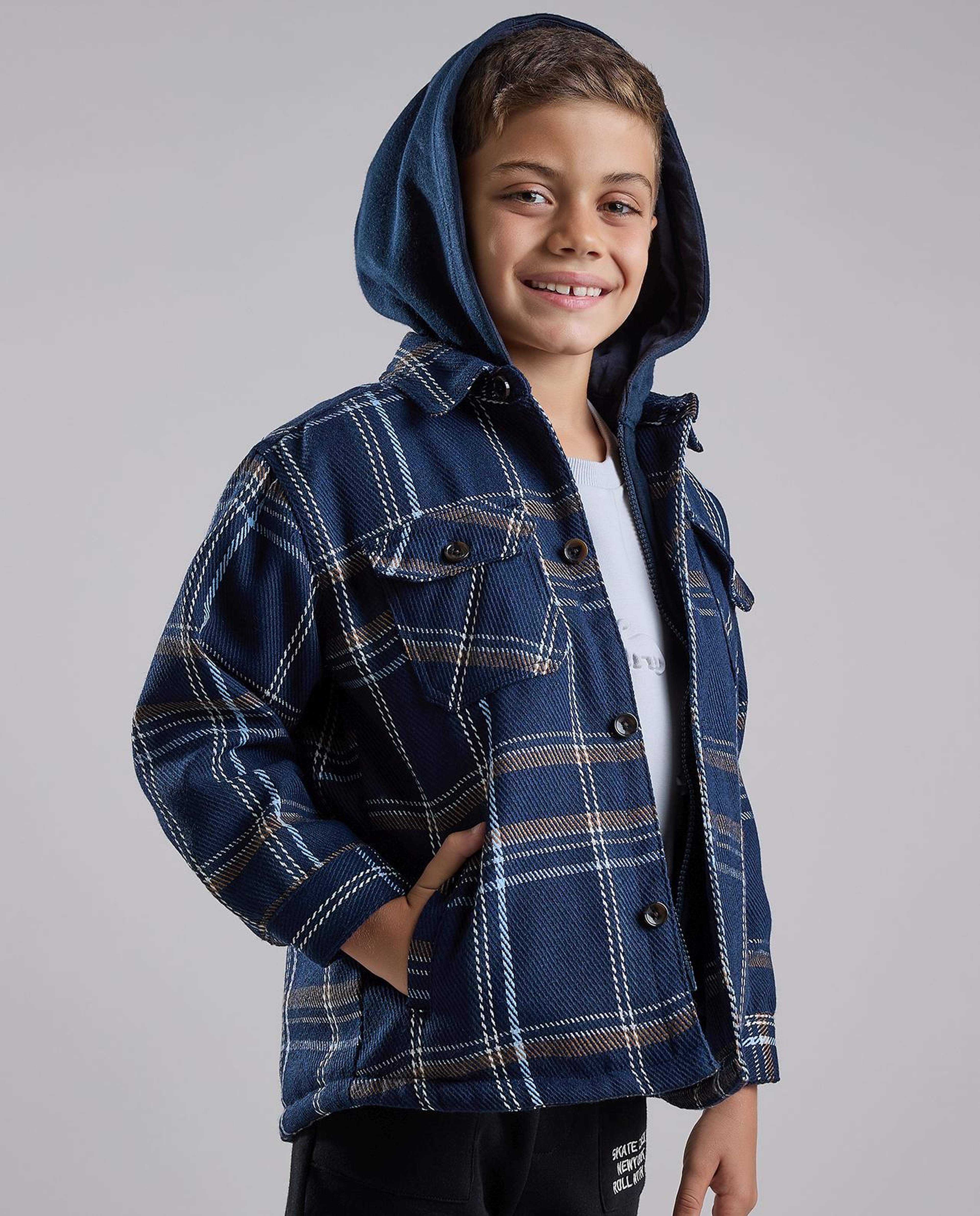 Plaid Shirt with Classic Collar and Long Sleeves