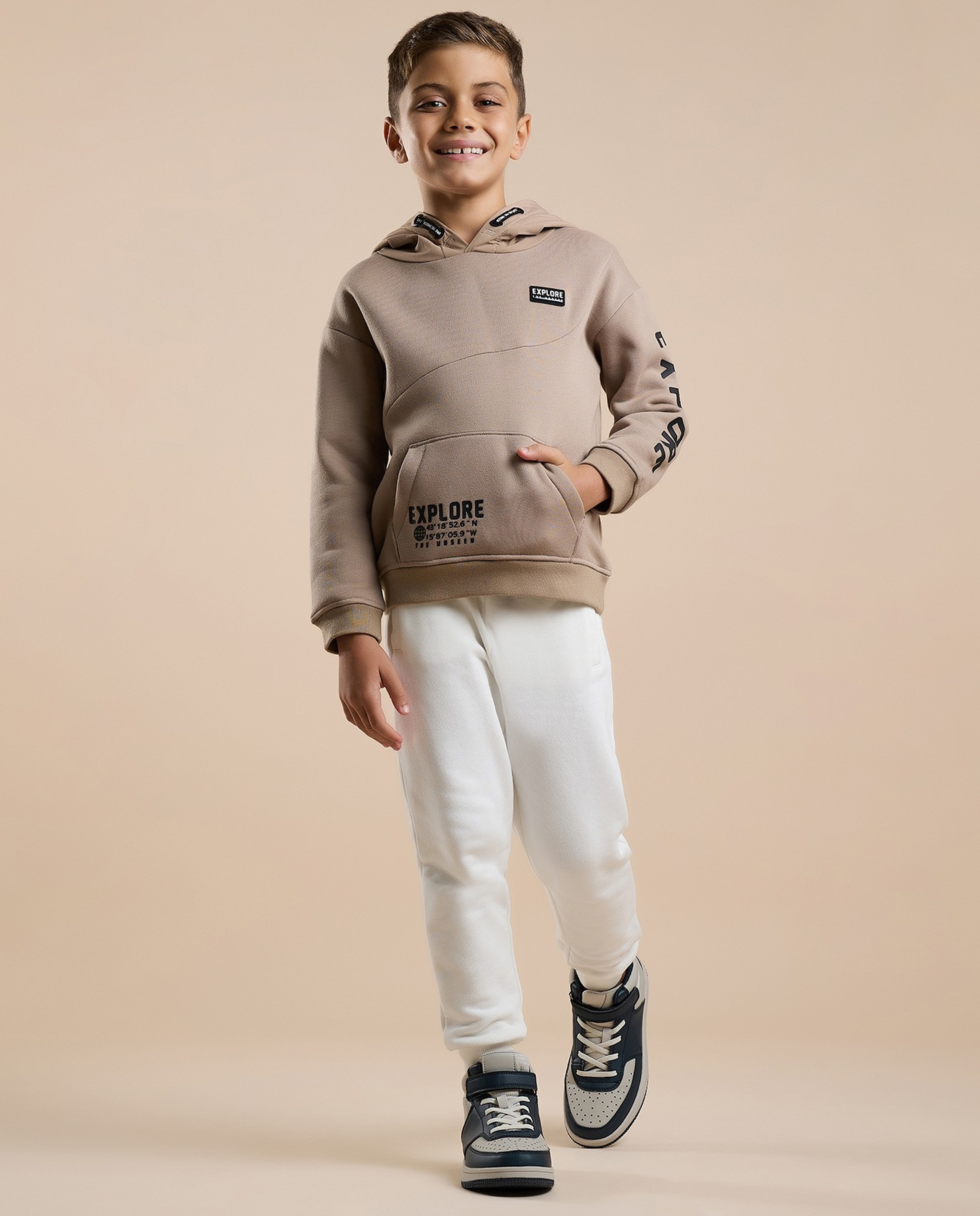 Typography Printed Hoodie with Long Sleeves