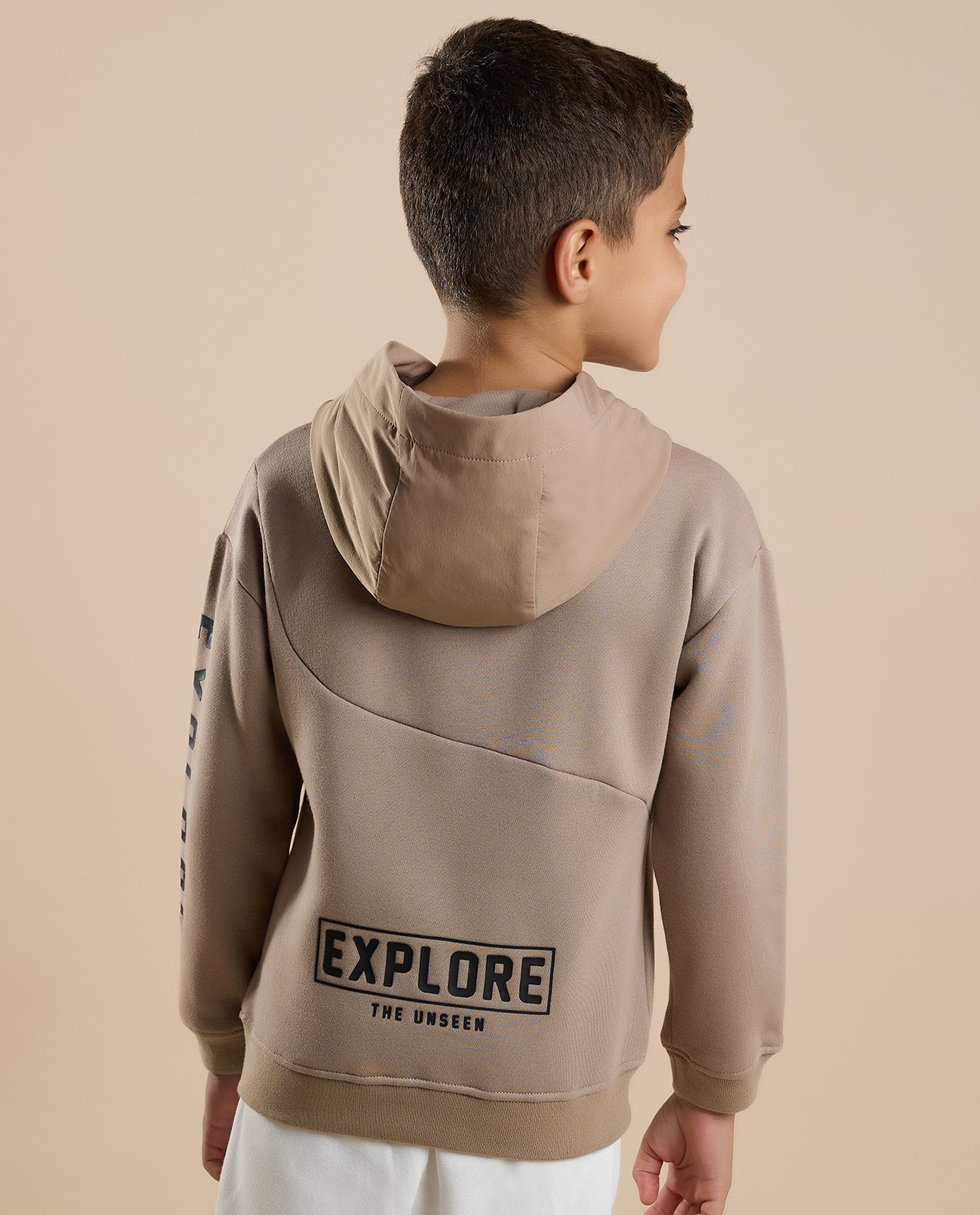 Typography Printed Hoodie with Long Sleeves