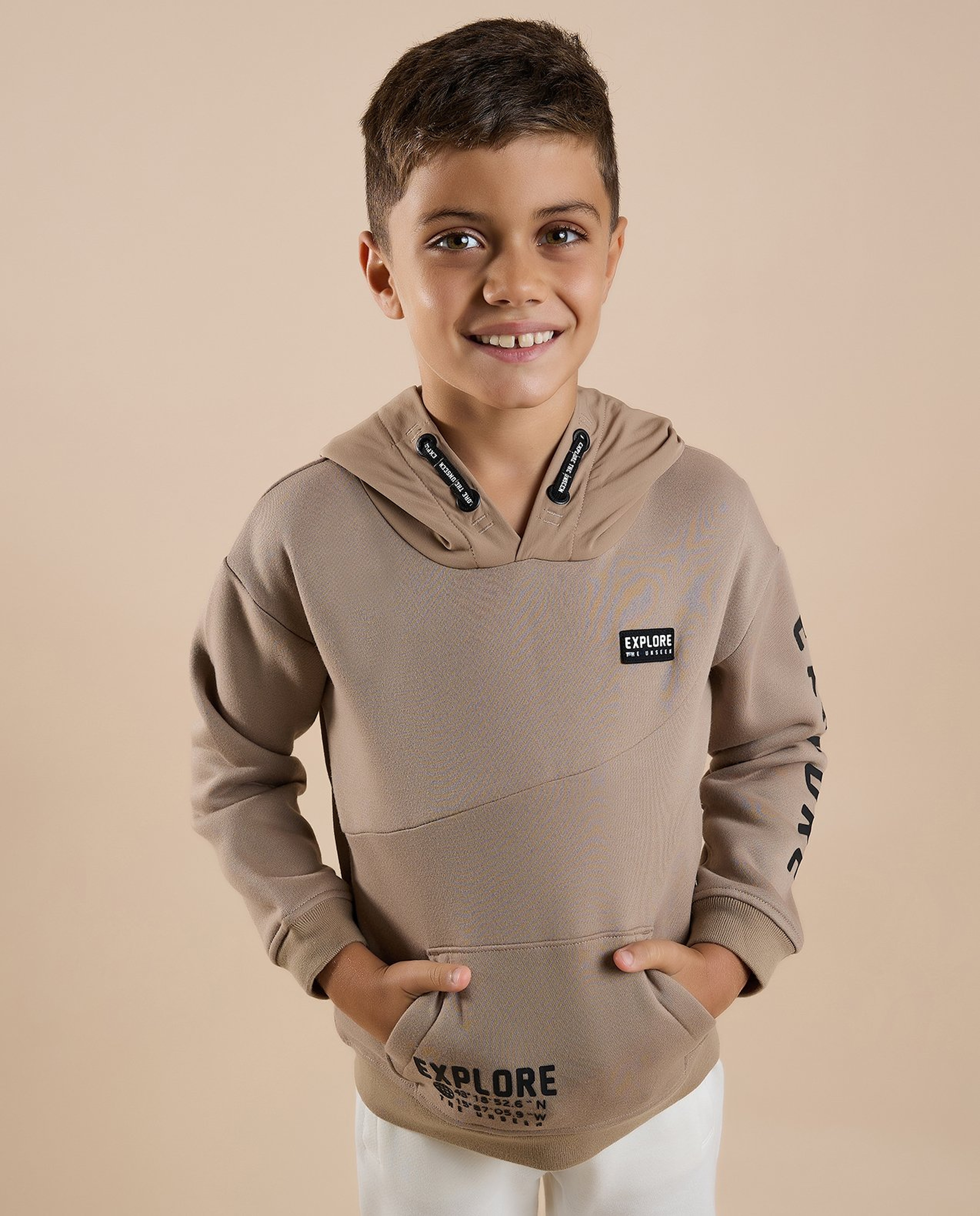 Typography Printed Hoodie with Long Sleeves