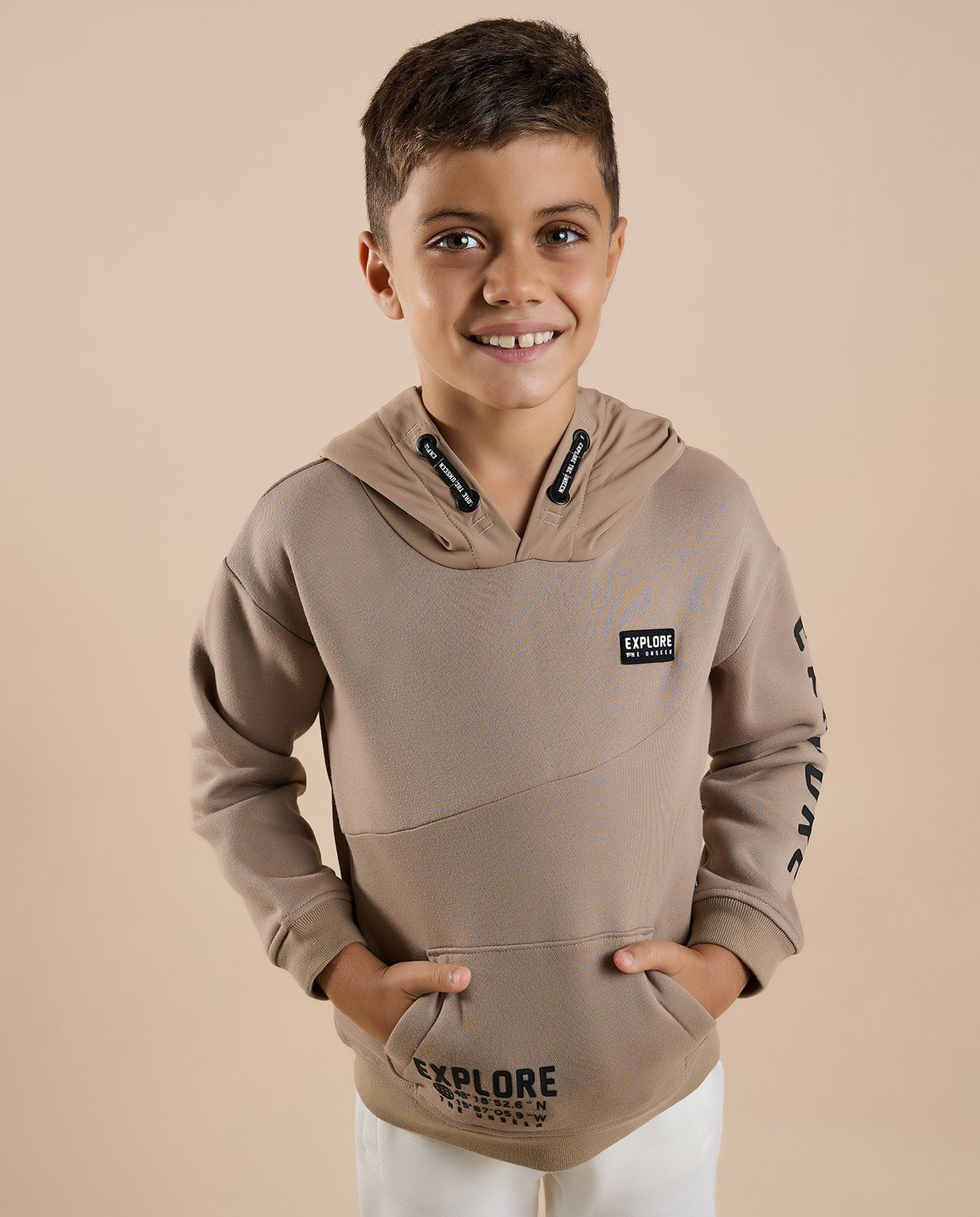 Typography Printed Hoodie with Long Sleeves