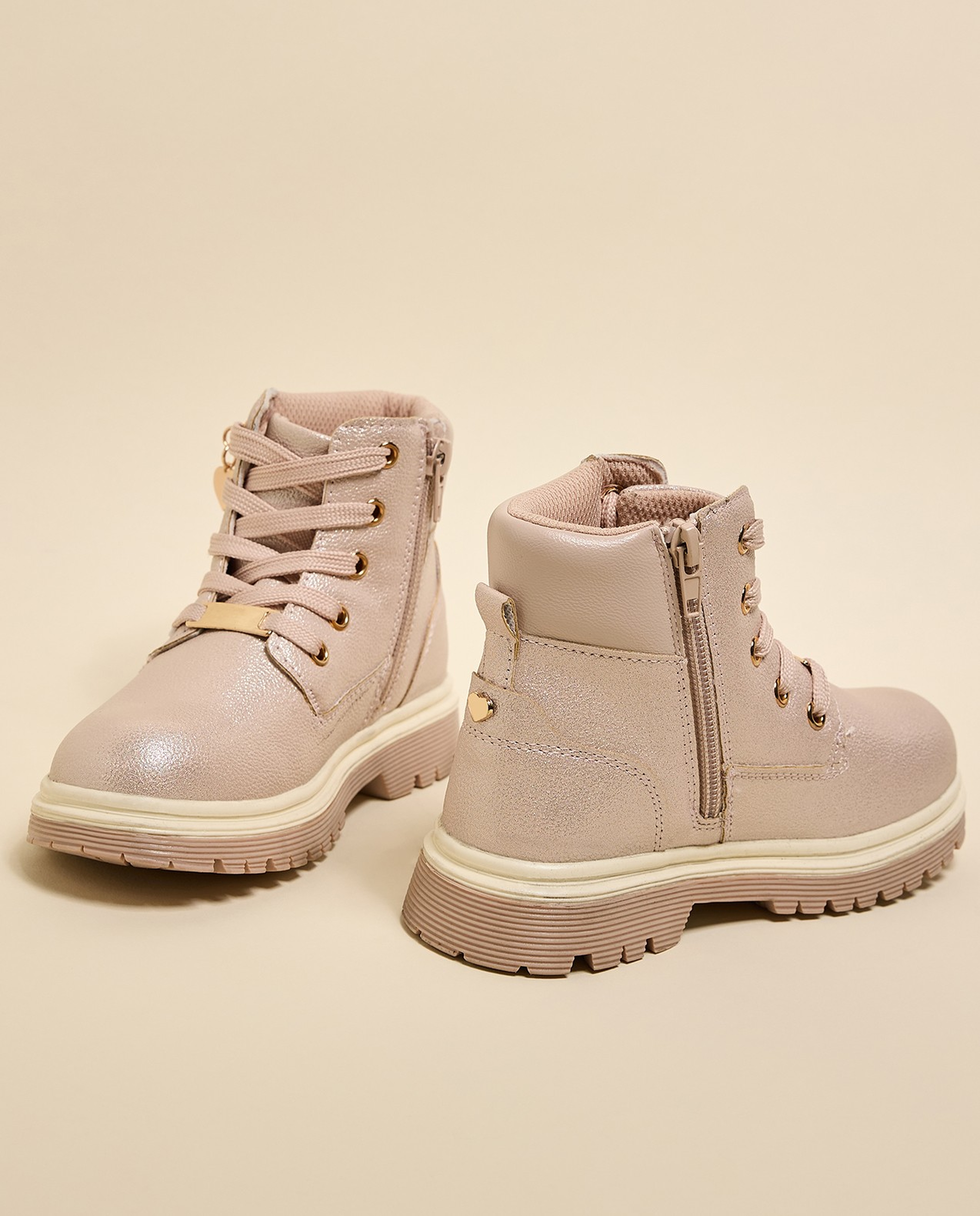 Solid Lace-Up Ankle Bots