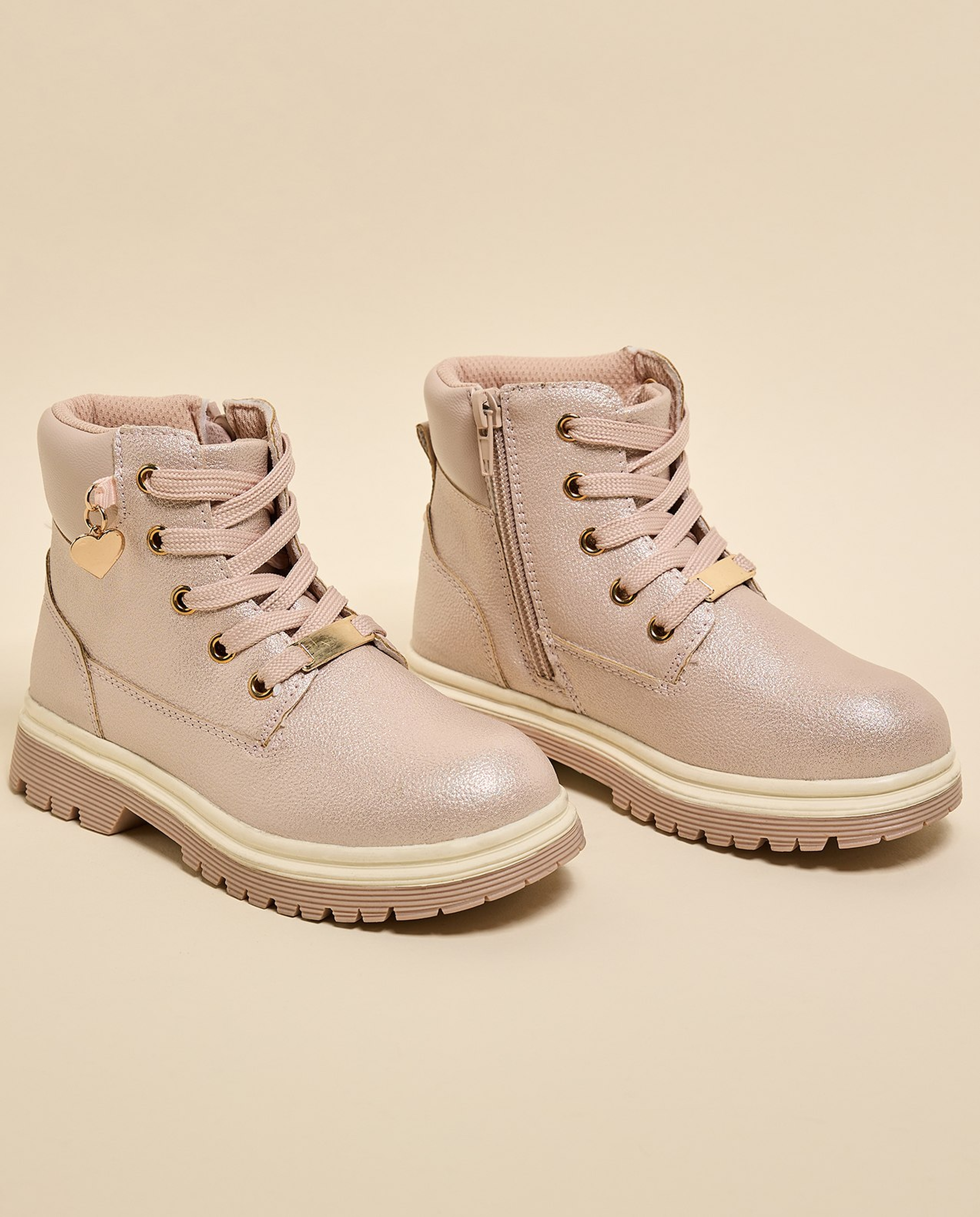 Solid Lace-Up Ankle Bots