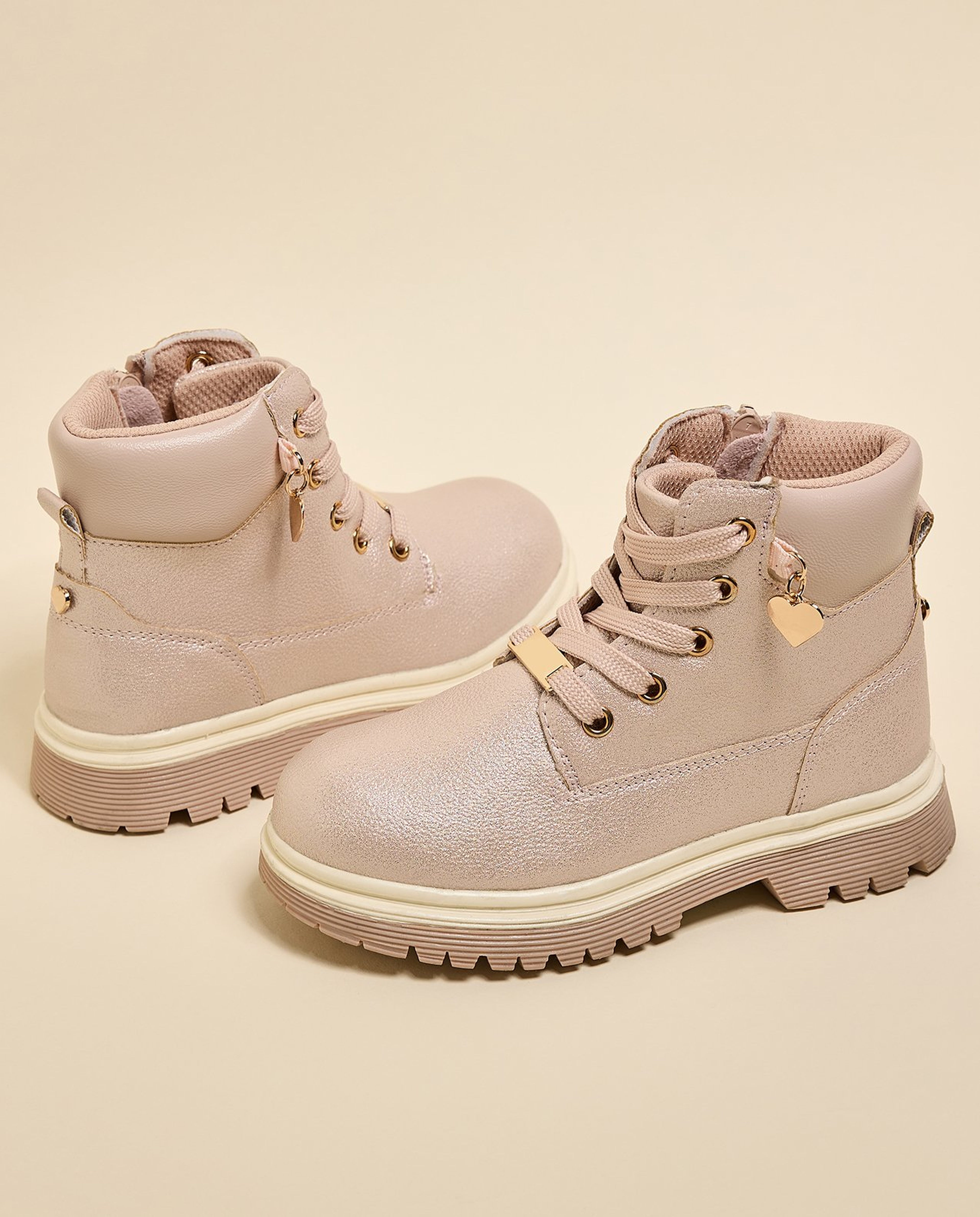 Solid Lace-Up Ankle Bots