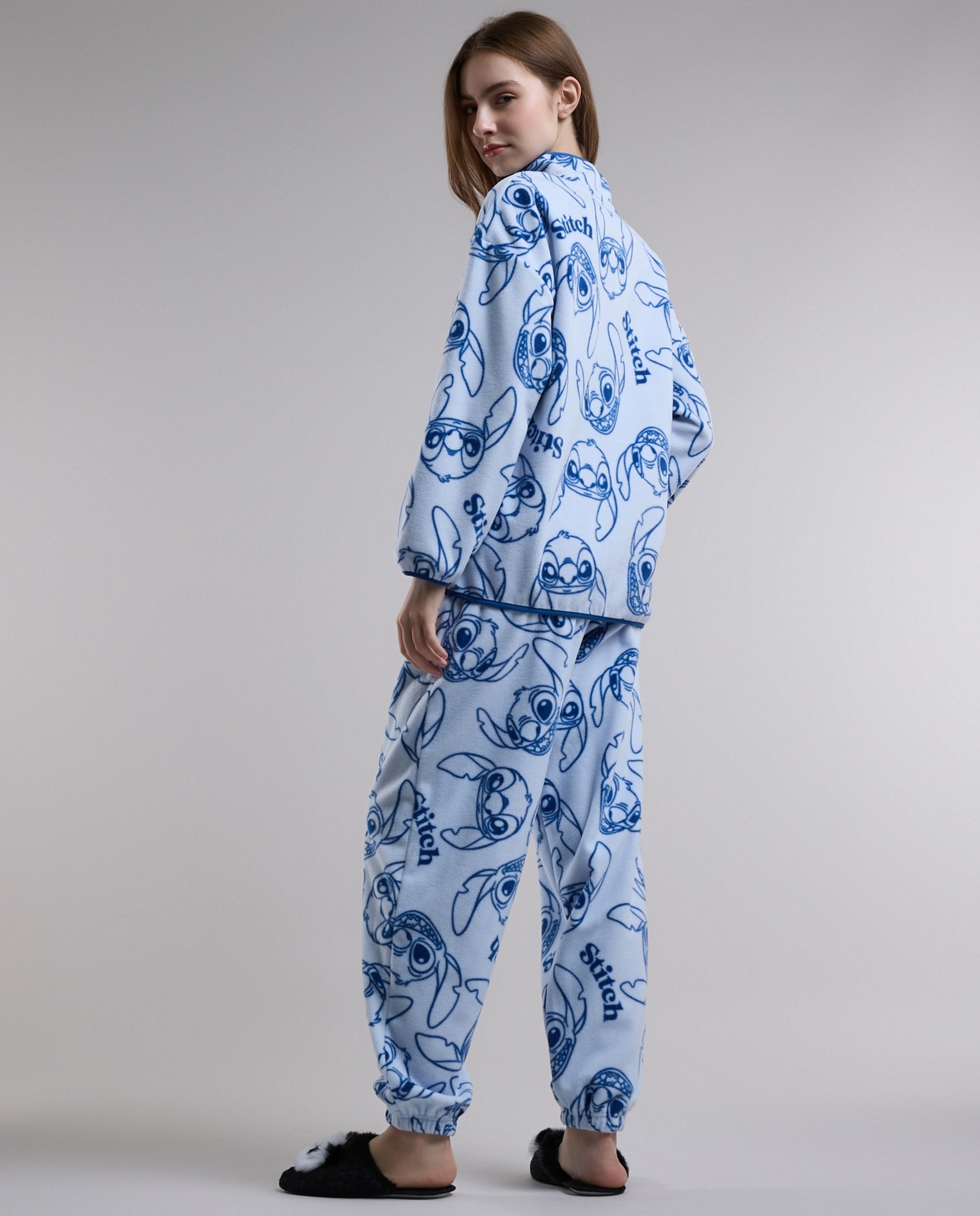 Stitch Printed Plush Pyjama Set