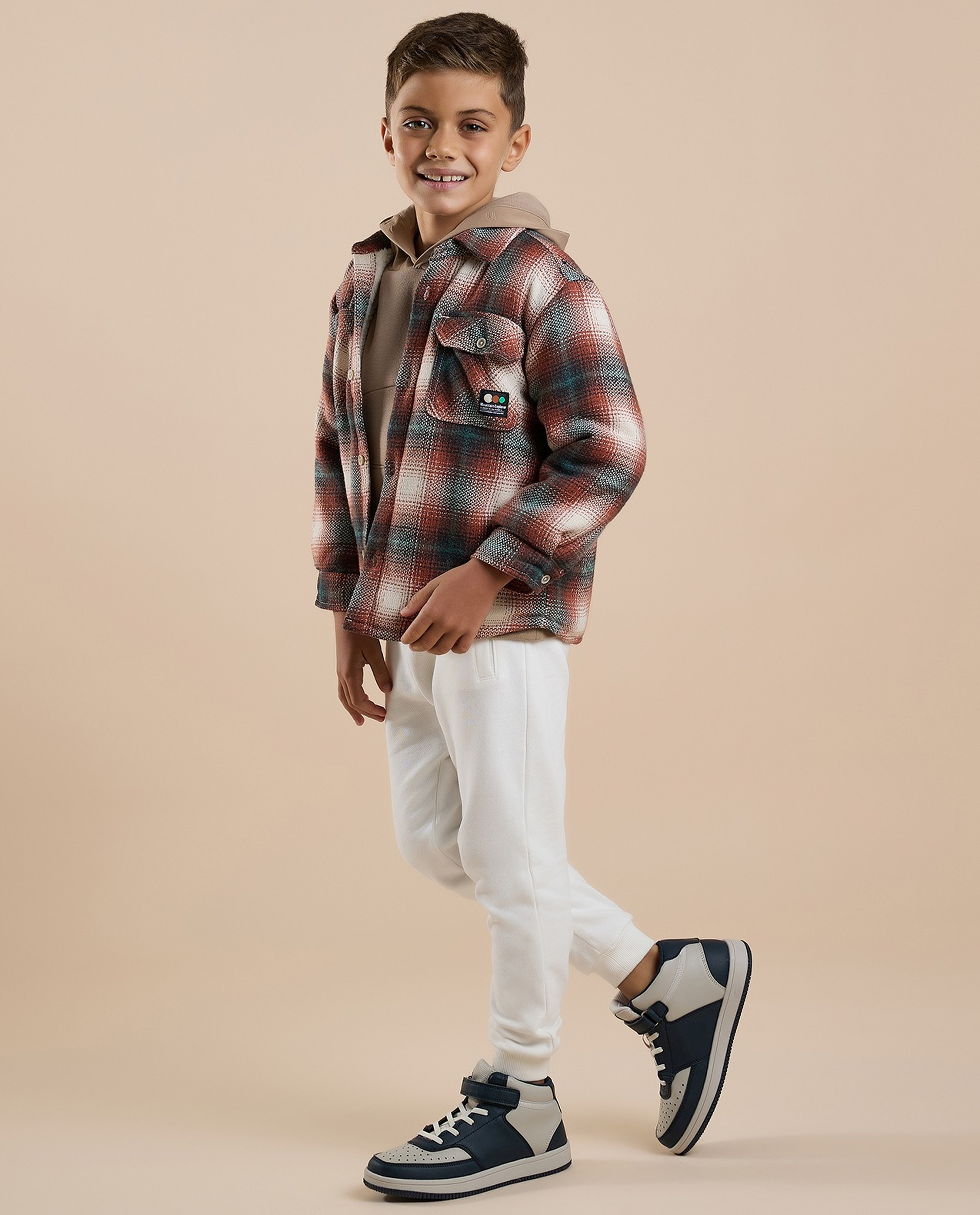 Plaid Shirt with Classic Collar and Long Sleeves