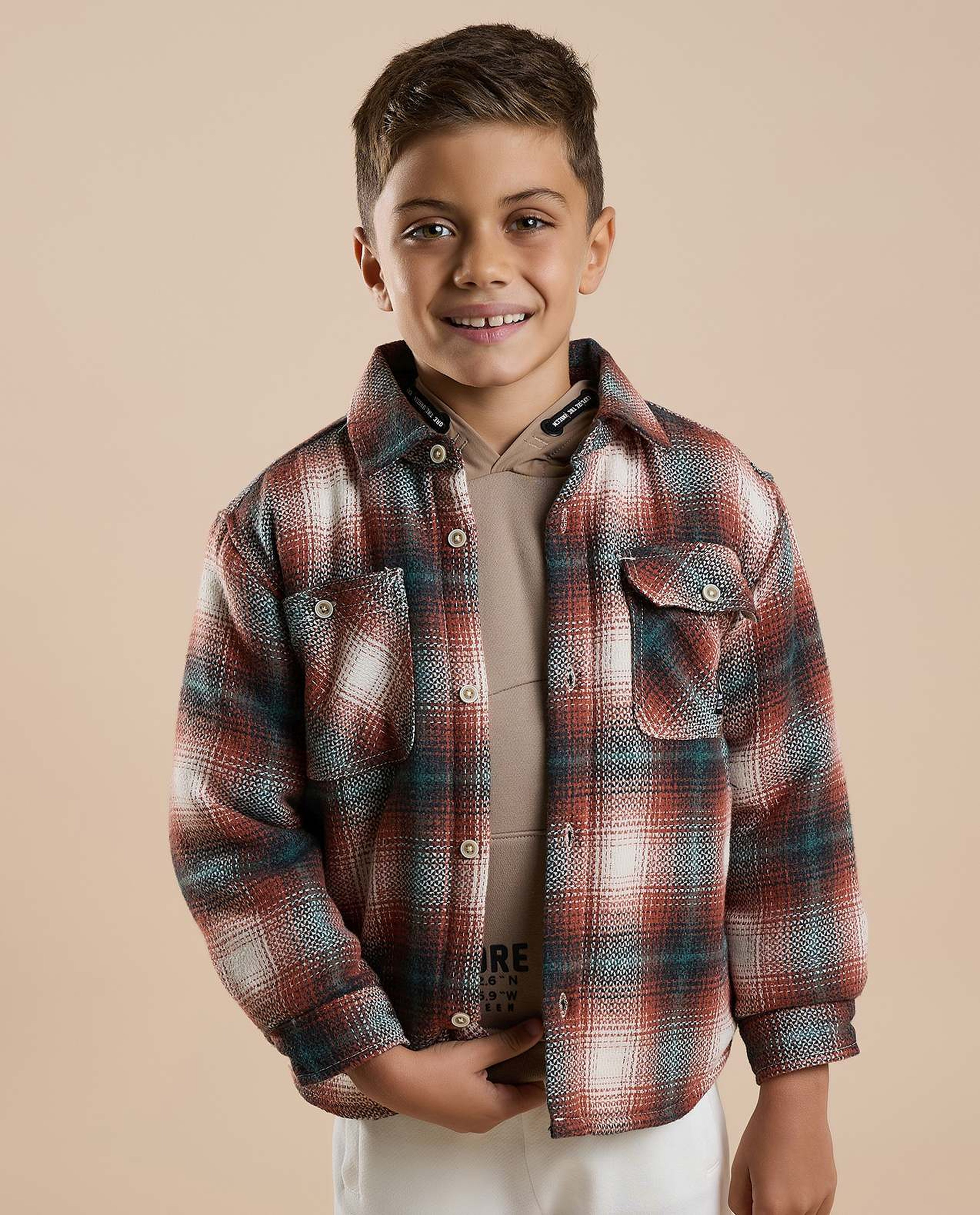 Plaid Shirt with Classic Collar and Long Sleeves