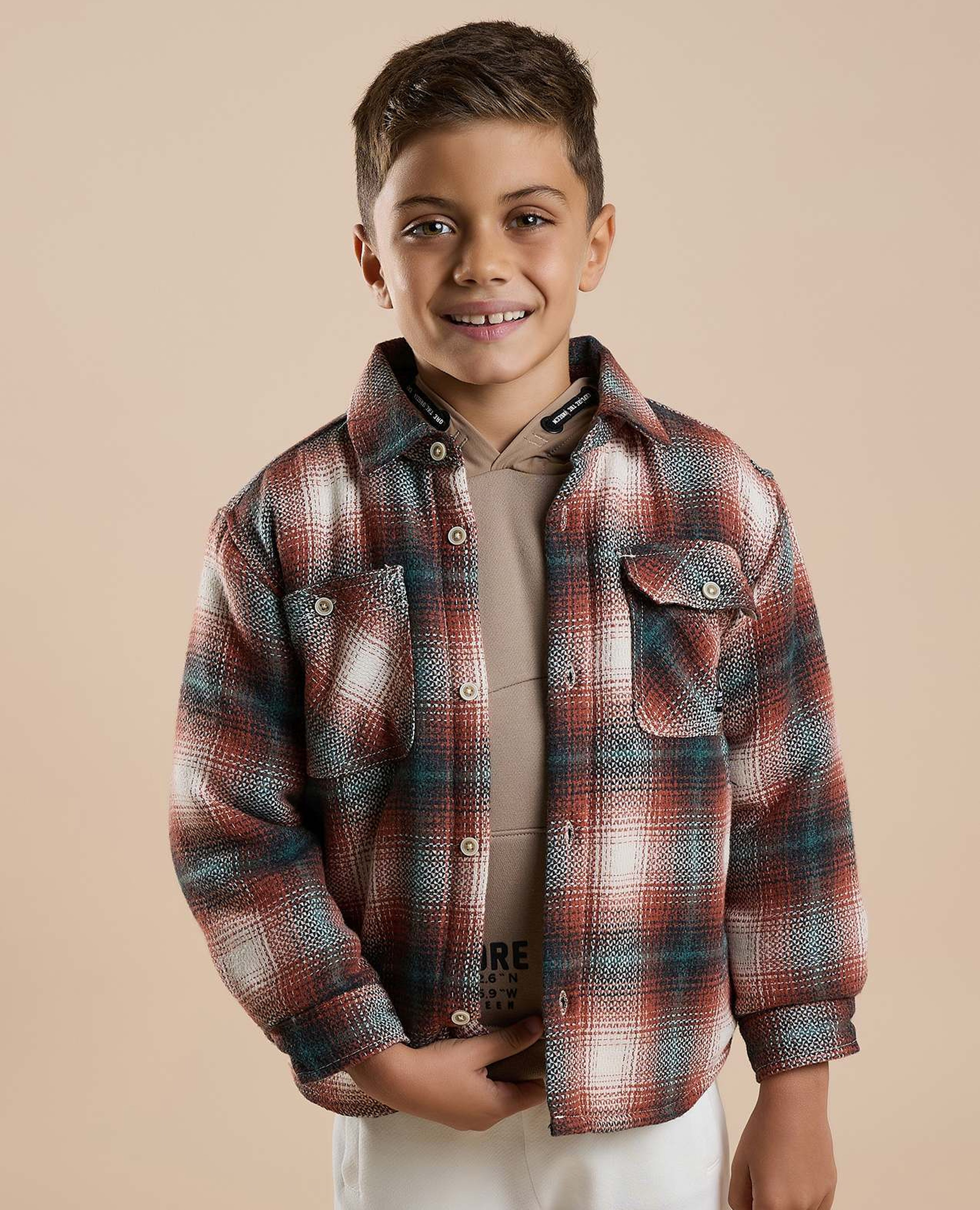 Plaid Shirt with Classic Collar and Long Sleeves