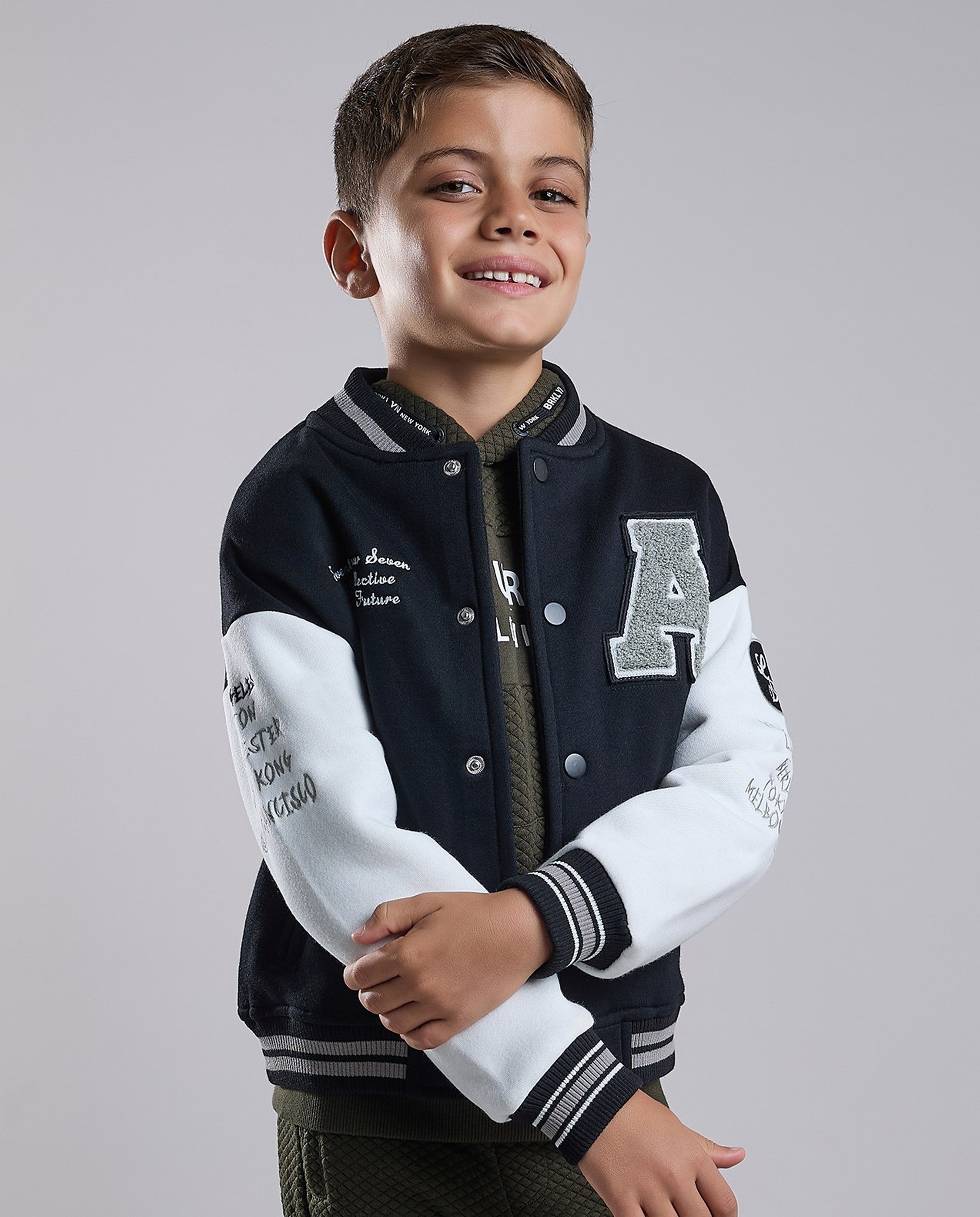 Appliqued Hooded Jacket with Zipper Closure