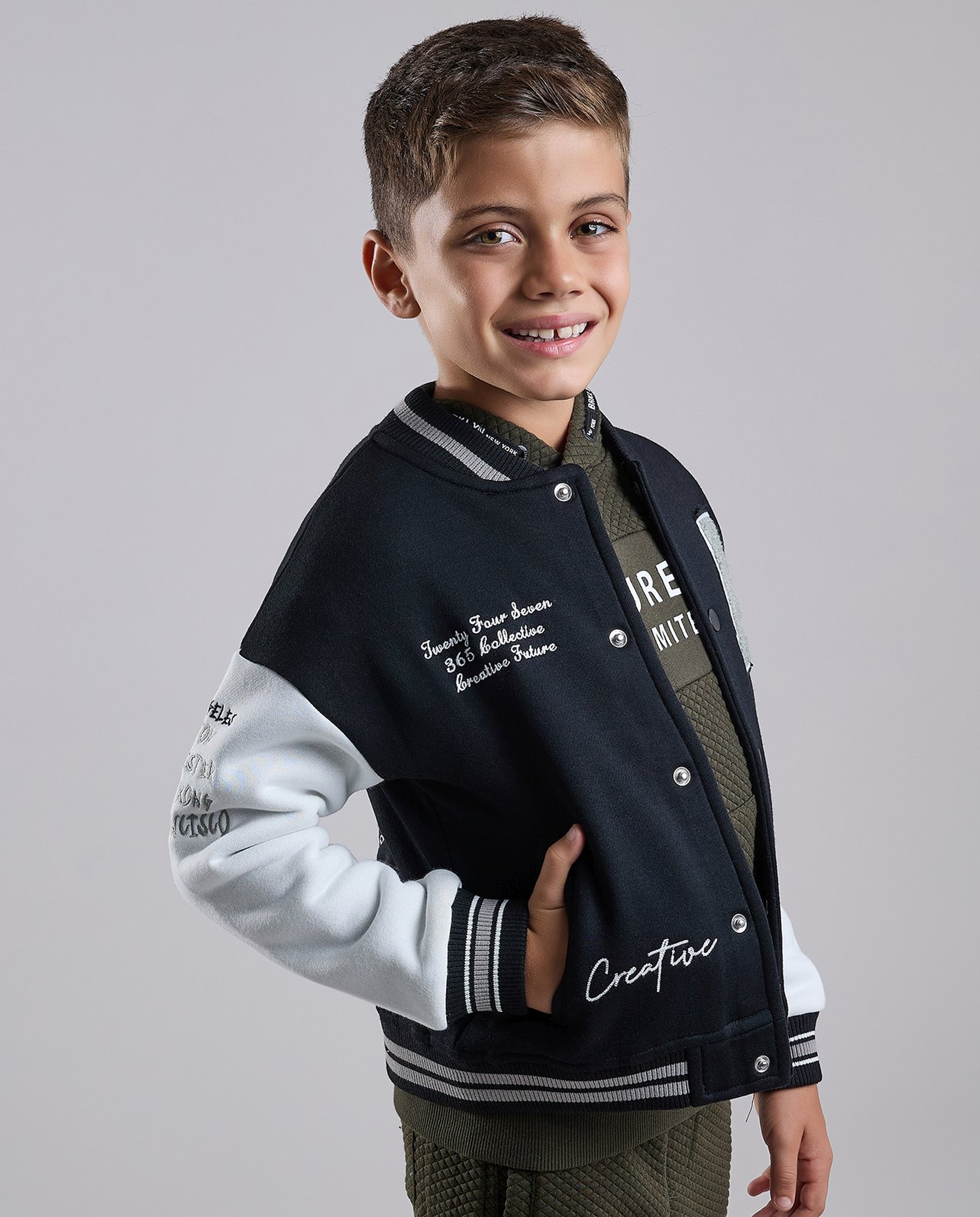 Appliqued Hooded Jacket with Zipper Closure