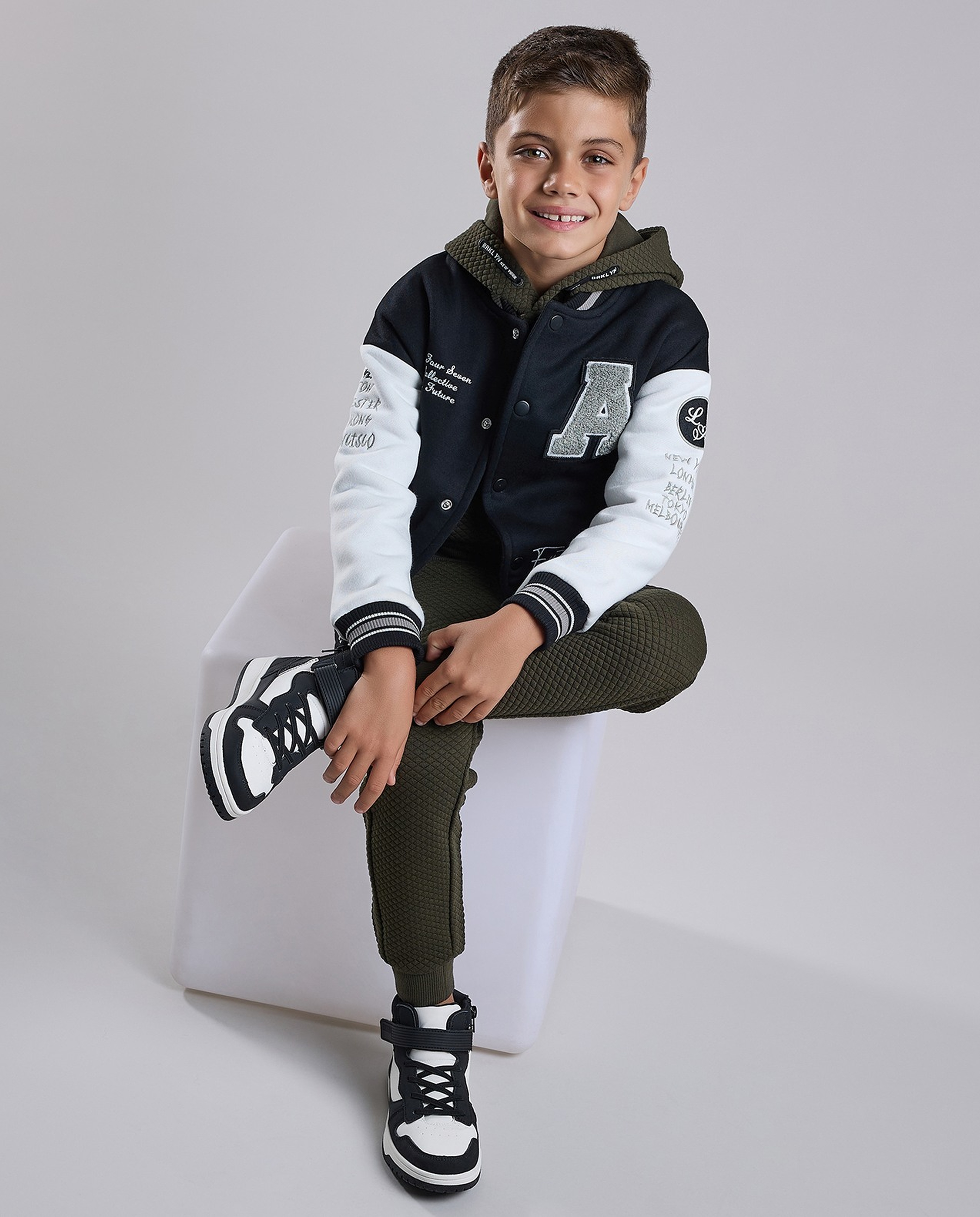 Appliqued Hooded Jacket with Zipper Closure