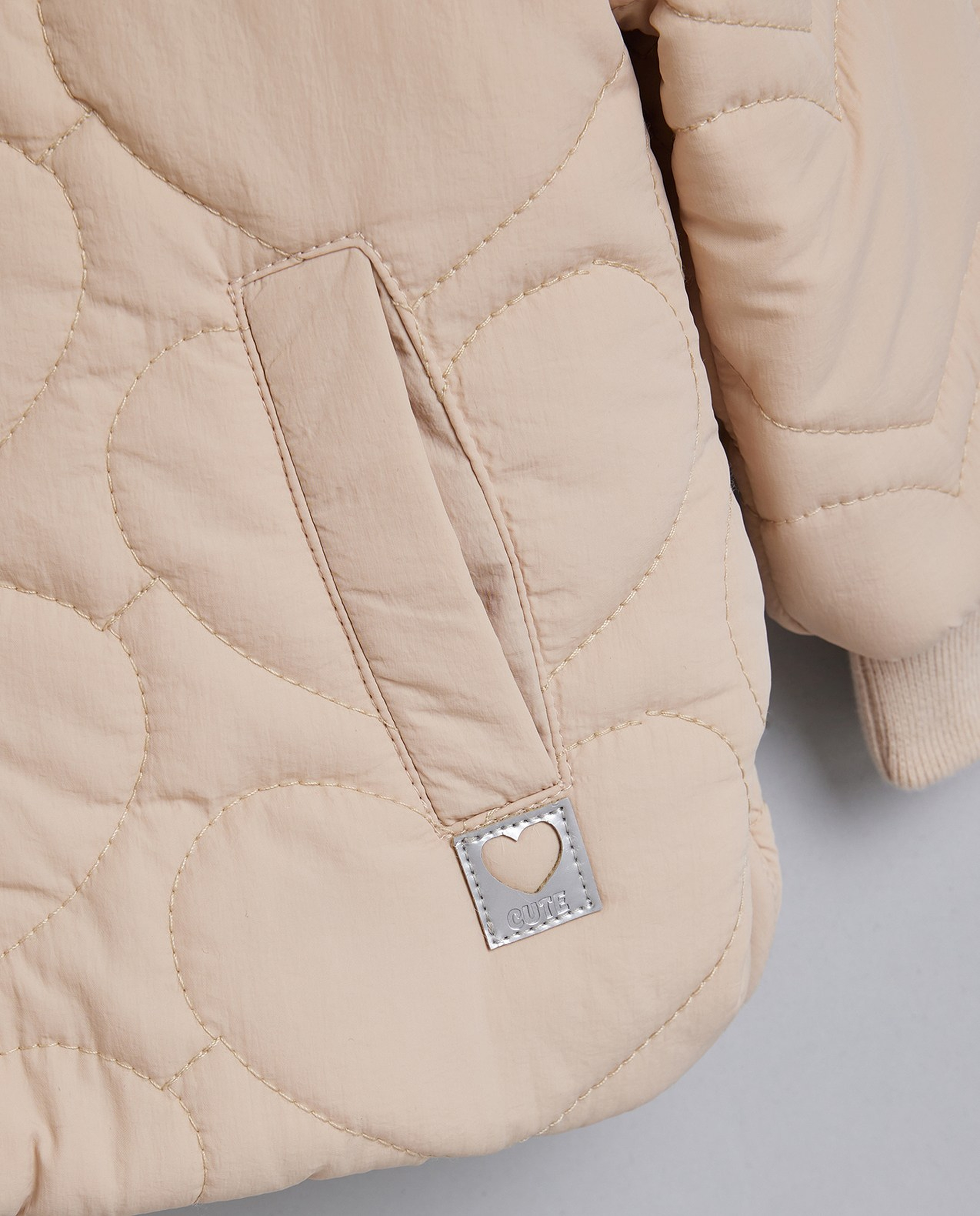 Quilted Hooded Jacket with Zipper Closure