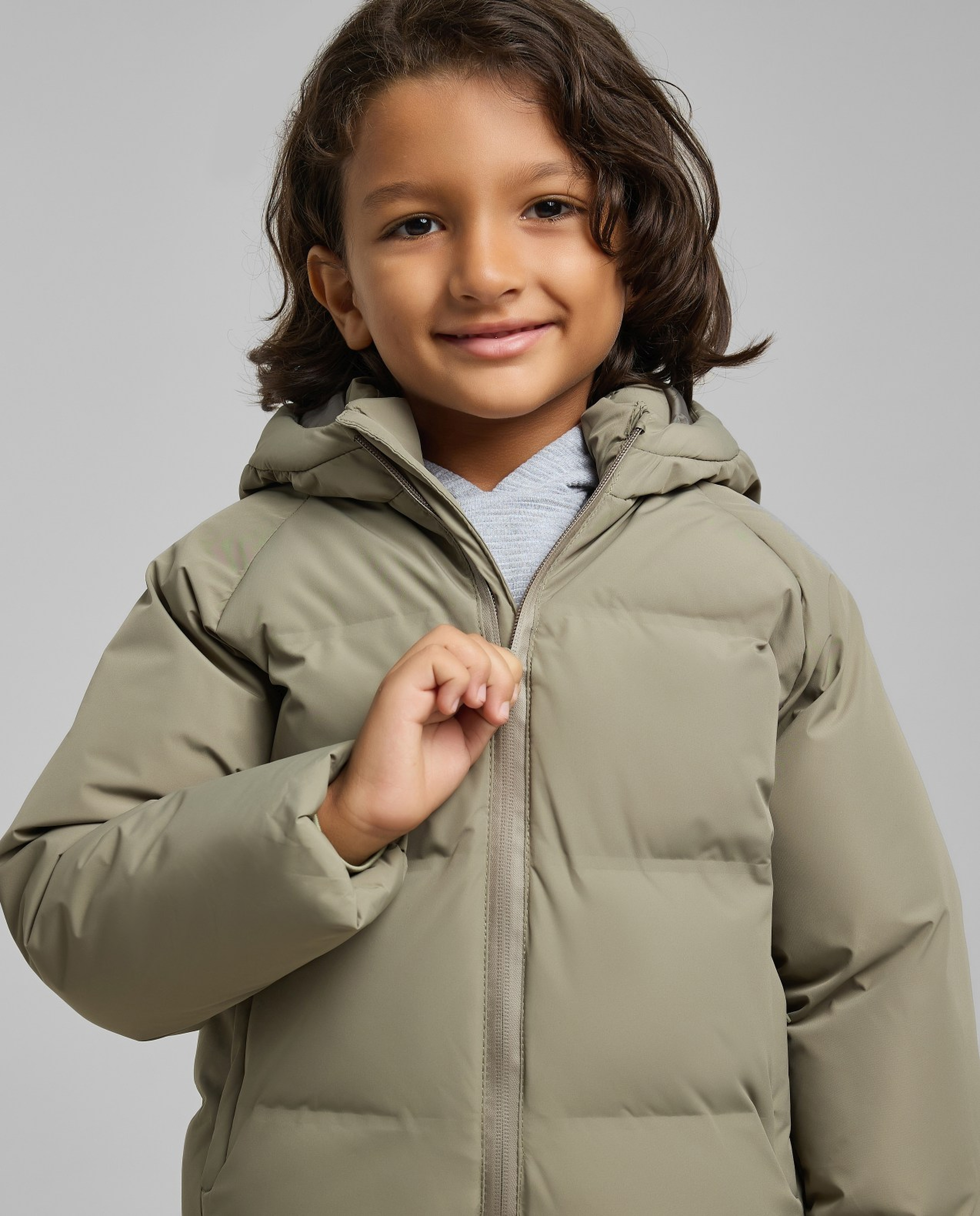 Quilted Hooded Puffer Jacket with Zipper Closure