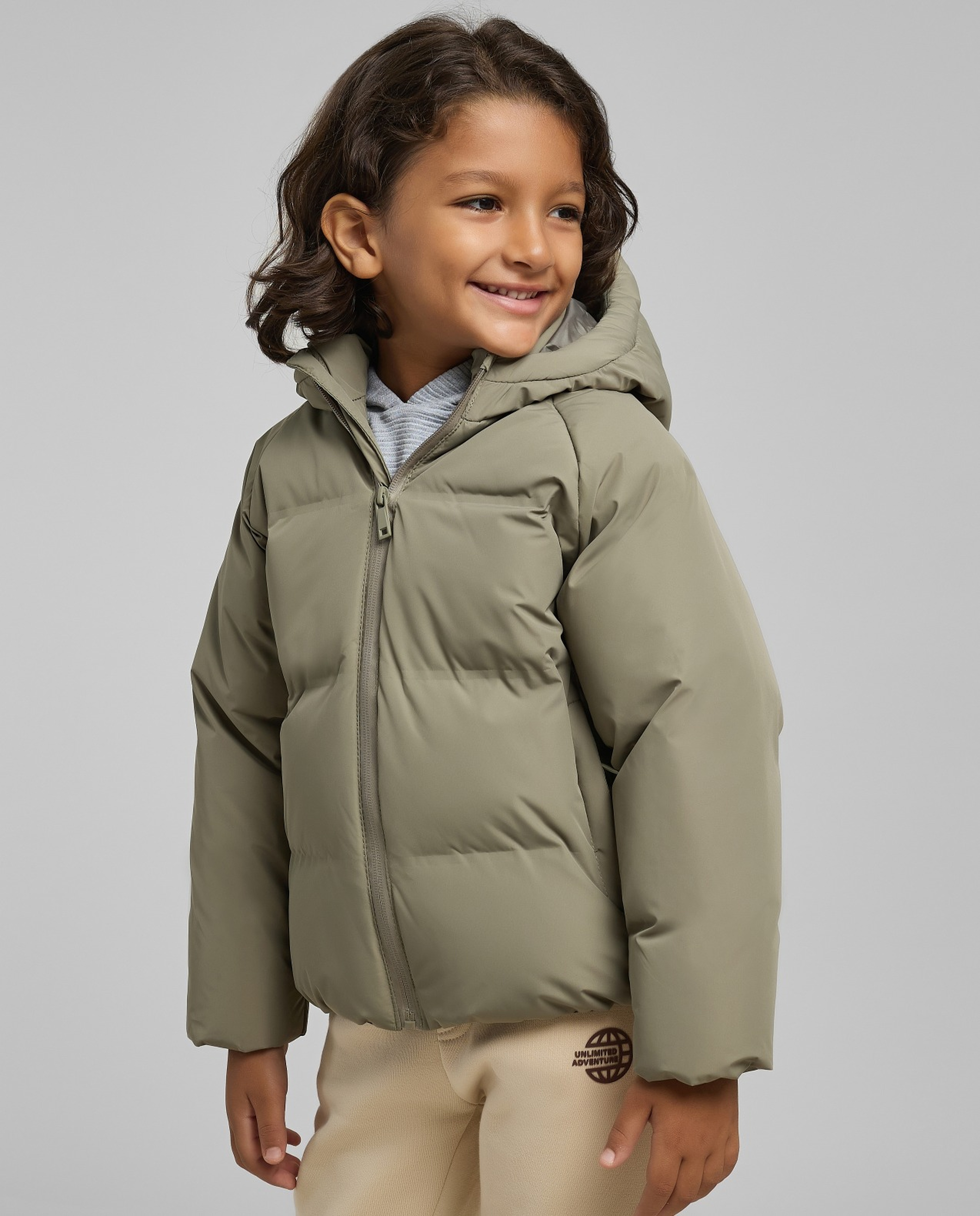 Quilted Hooded Puffer Jacket with Zipper Closure