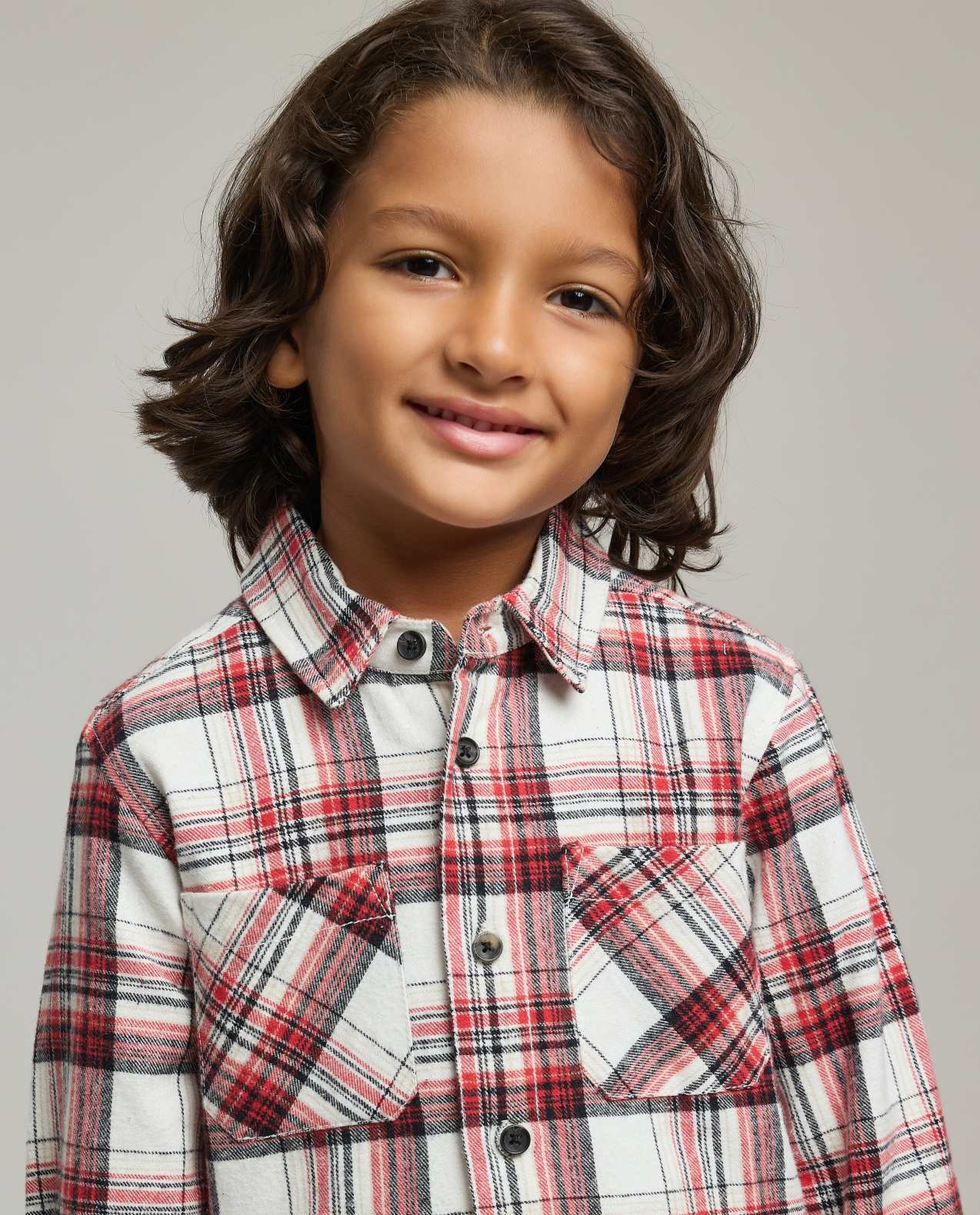 Plaid Shirt with Classic Collar and Long Sleeves