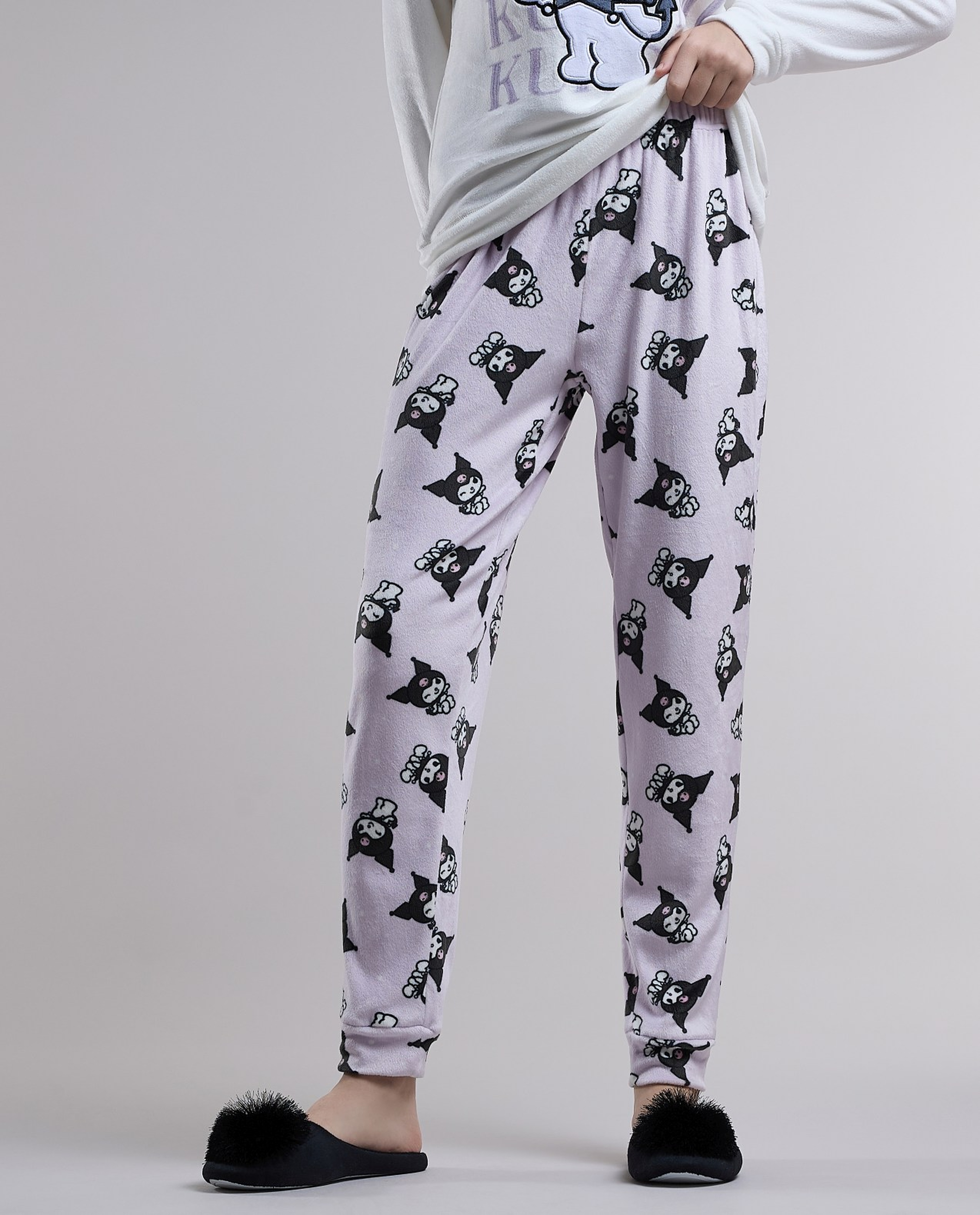 Kuromi Printed Plush Pyjama Set