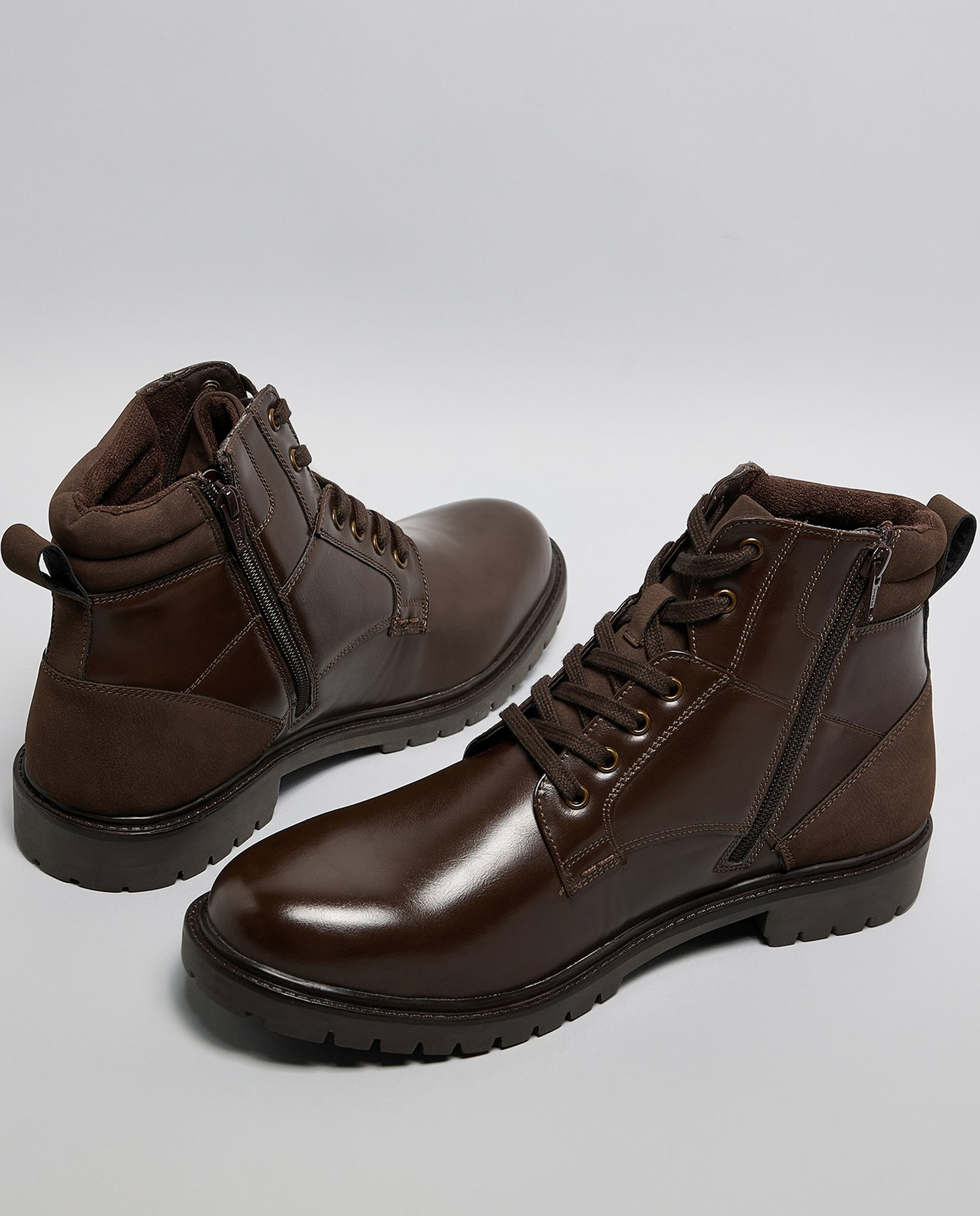 Solid Lace-Up Ankle Bots