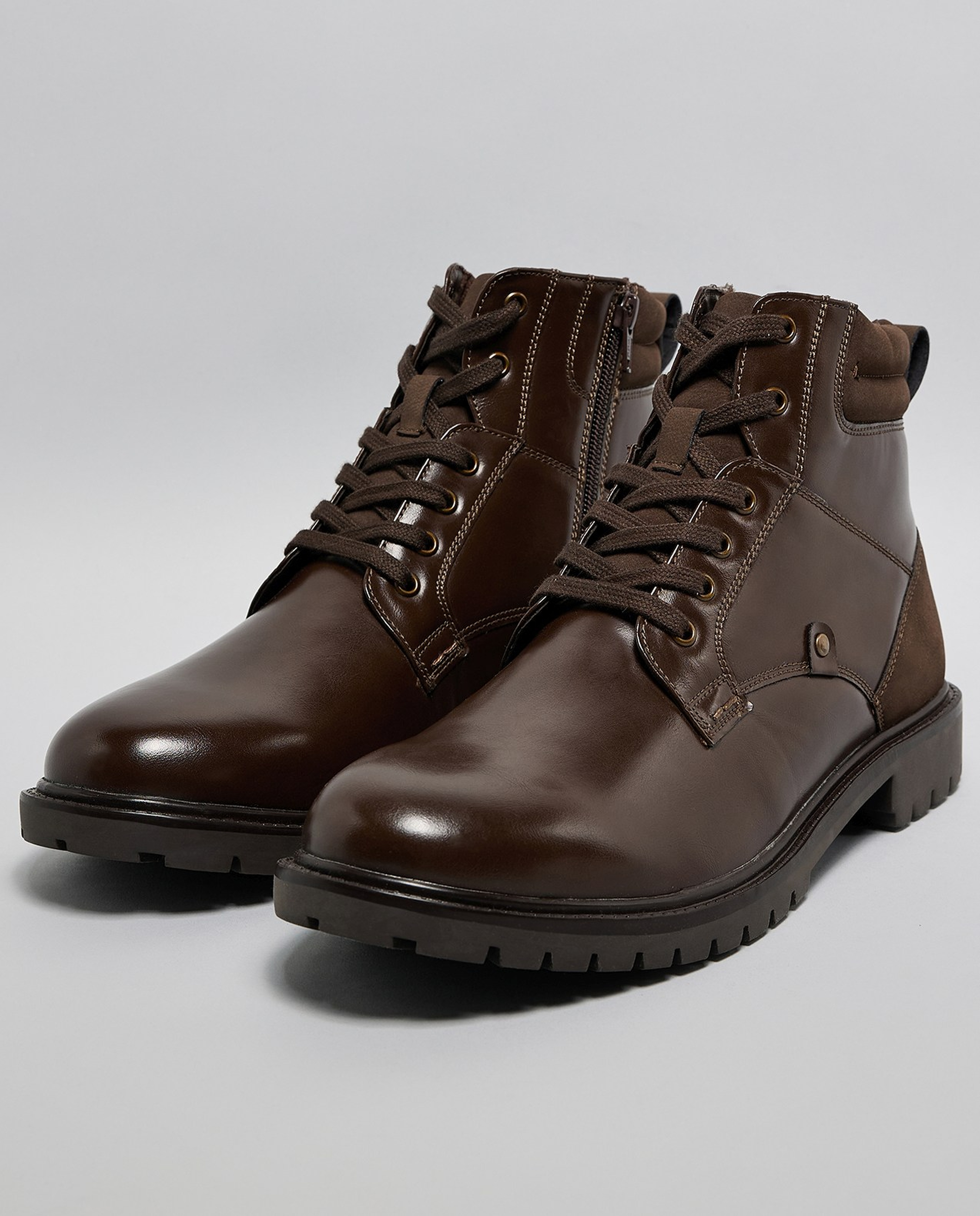 Solid Lace-Up Ankle Bots