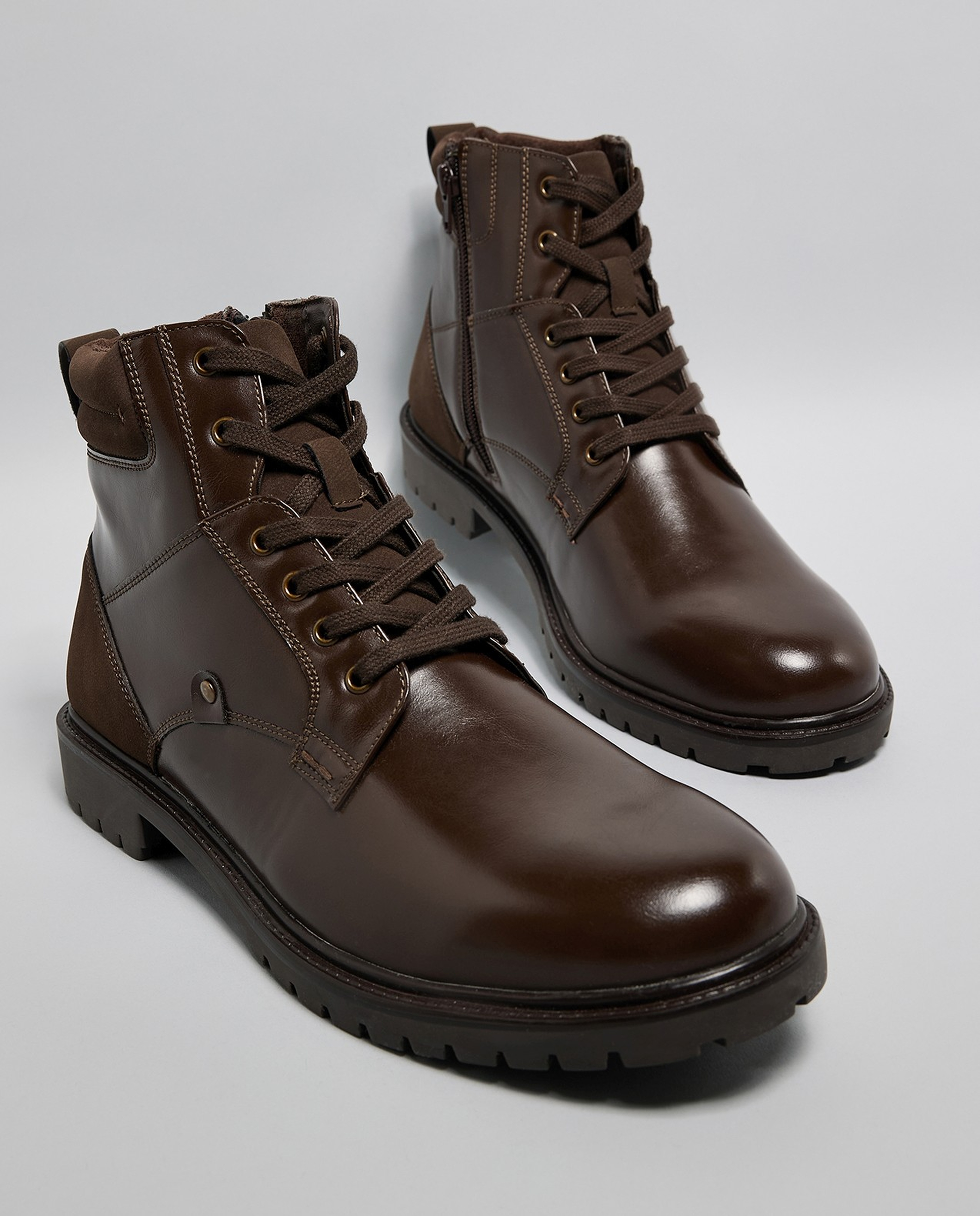 Solid Lace-Up Ankle Bots