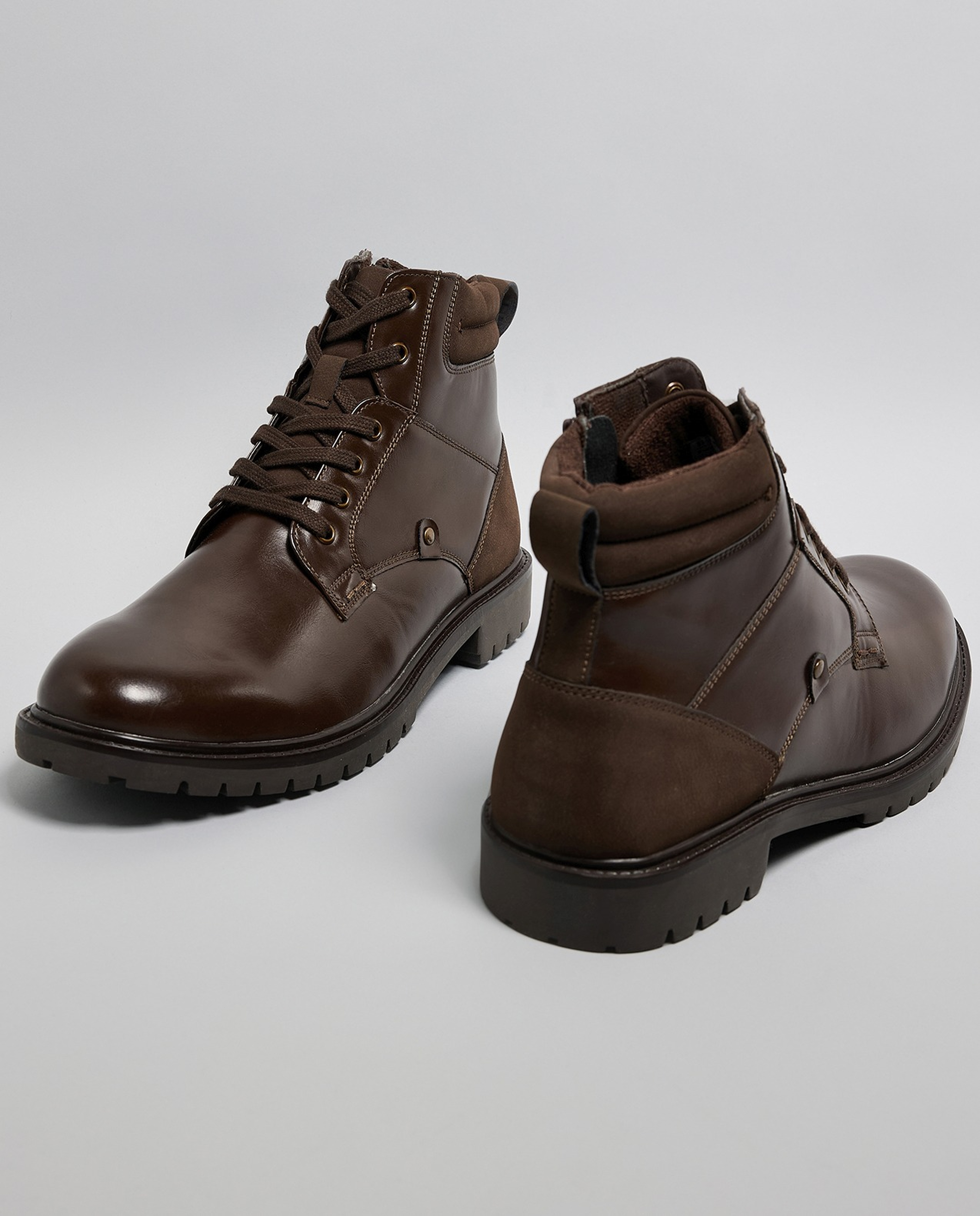 Solid Lace-Up Ankle Bots