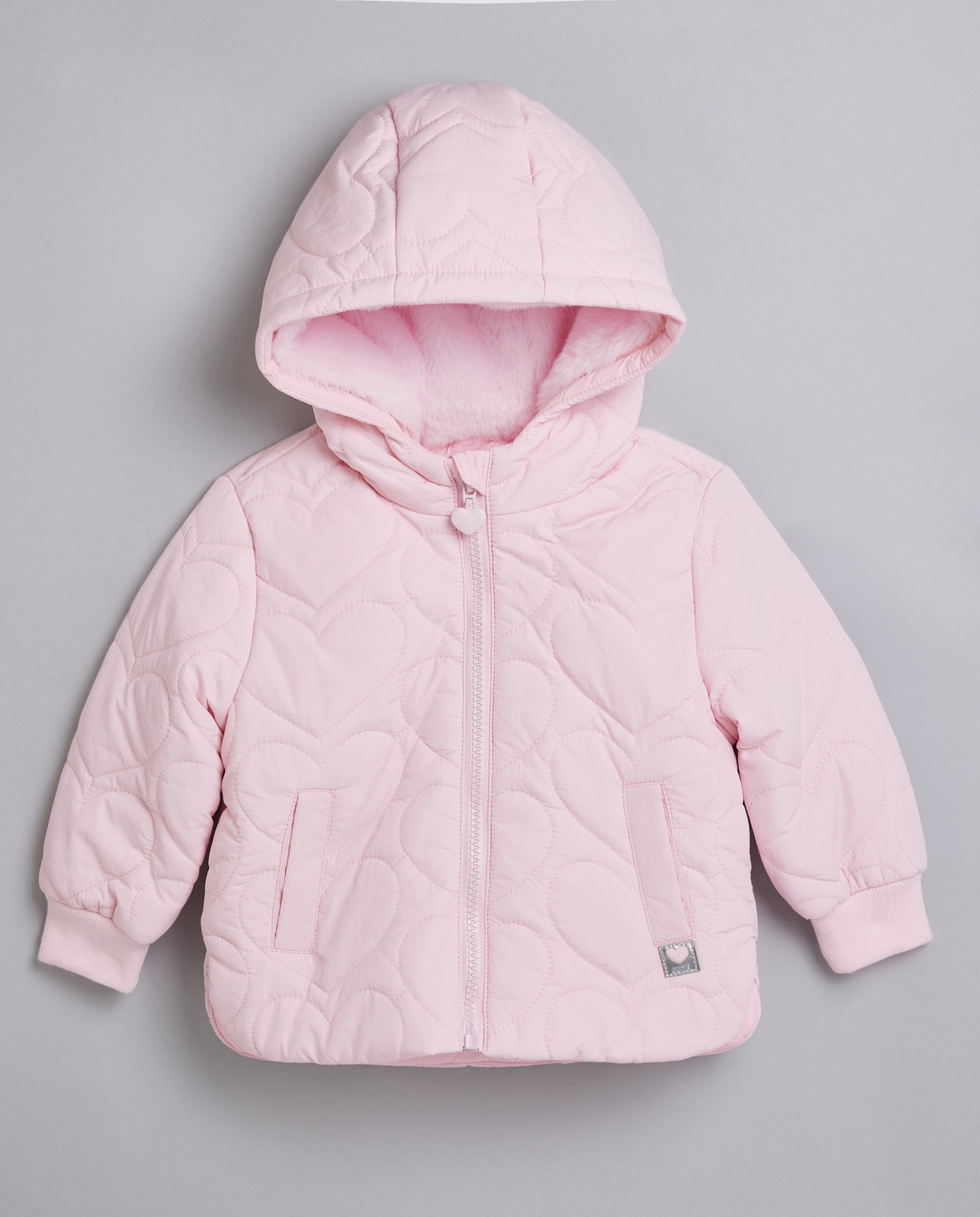 Quilted Hooded Jacket with Zipper Closure