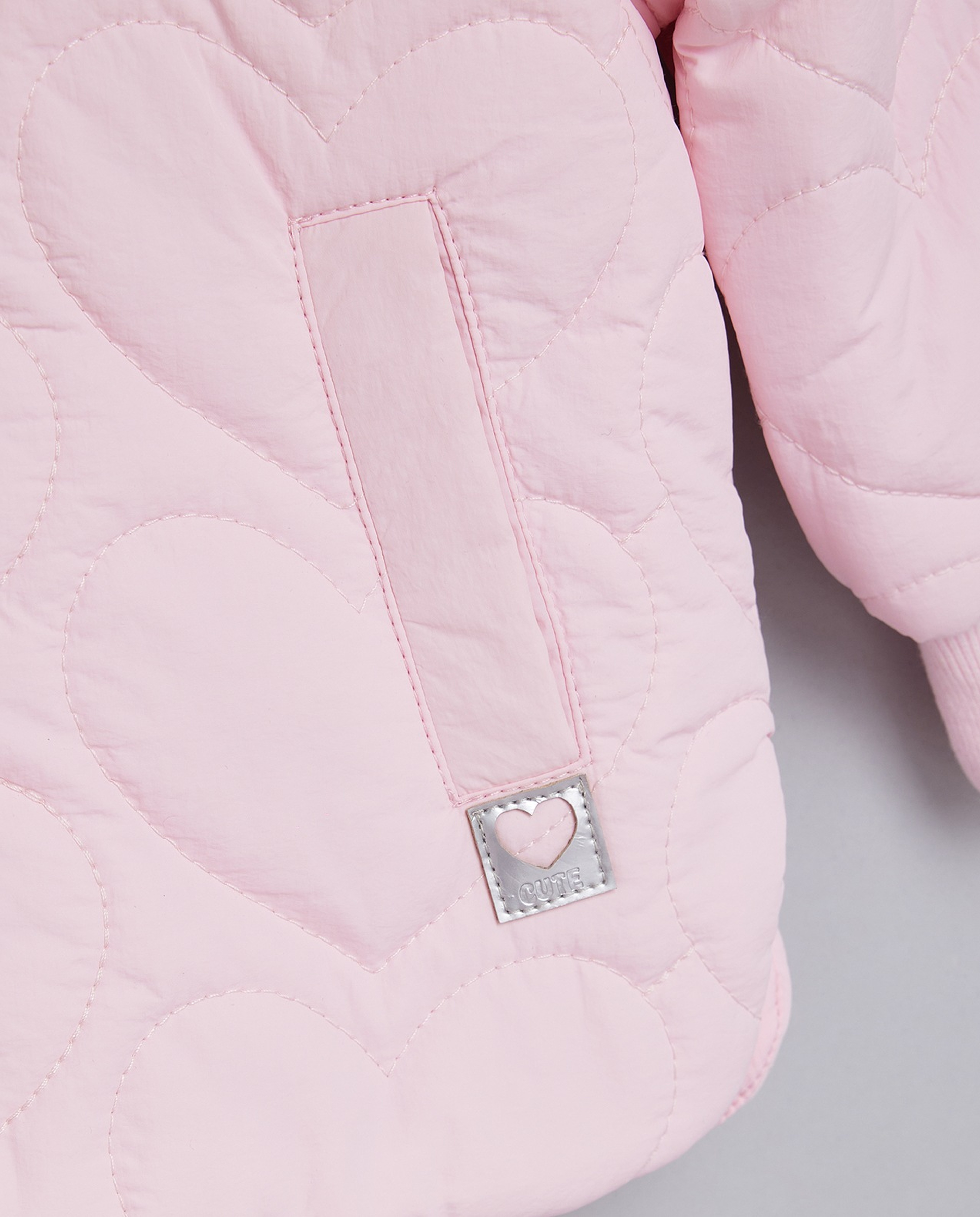 Quilted Hooded Jacket with Zipper Closure