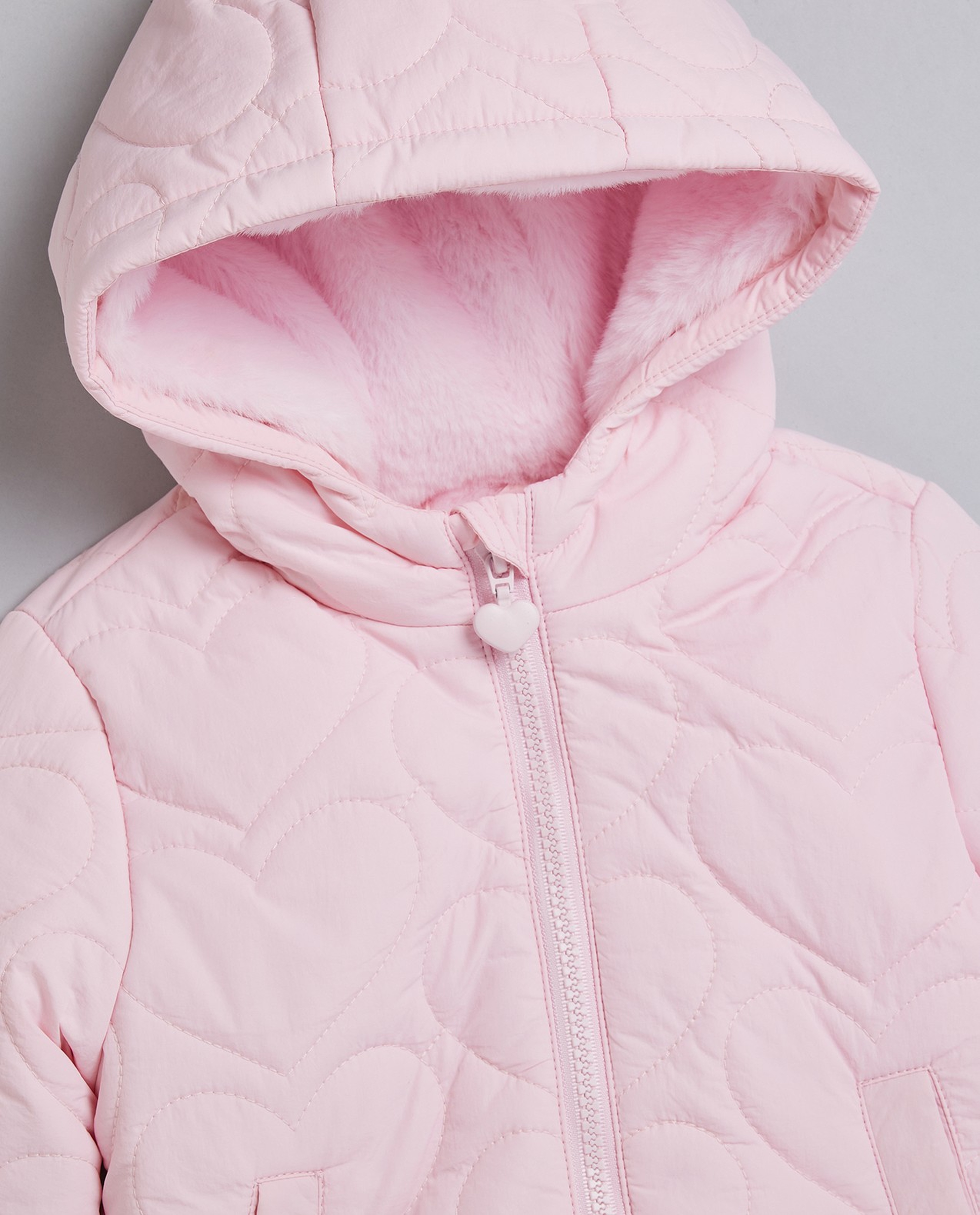 Quilted Hooded Jacket with Zipper Closure
