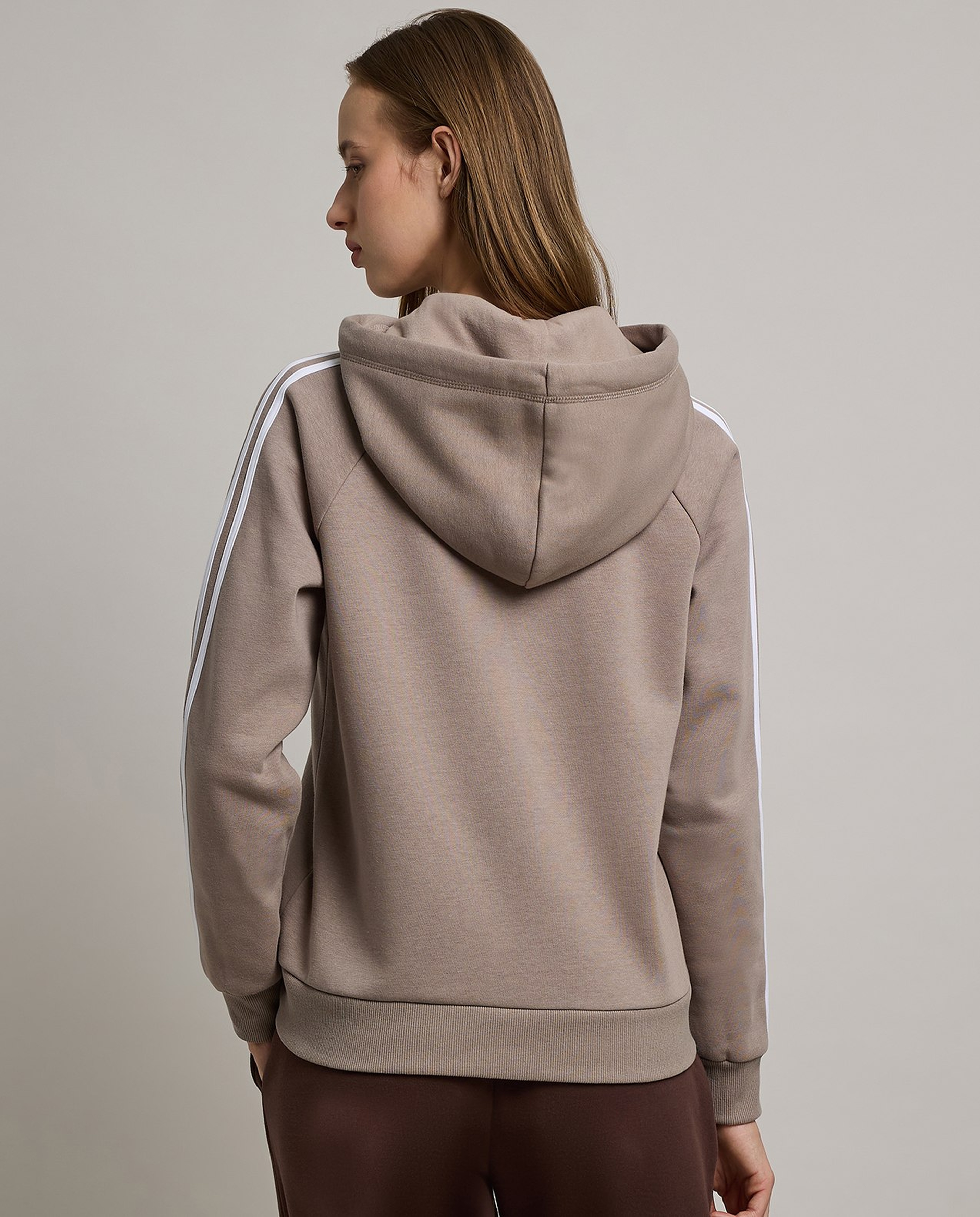 Stripe Detail Hooded Jacket with Zipper Closure