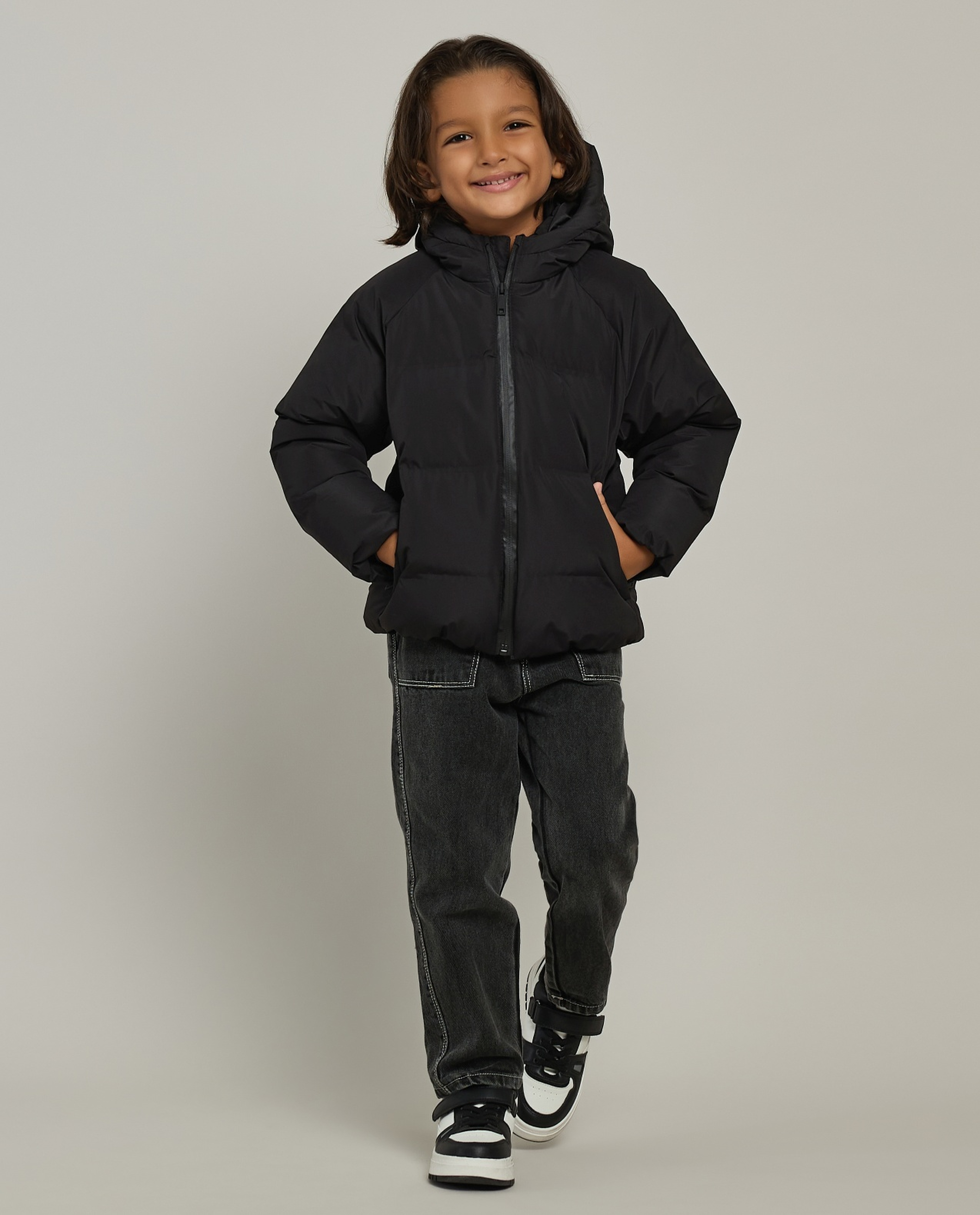 Quilted Hooded Puffer Jacket with Zipper Closure