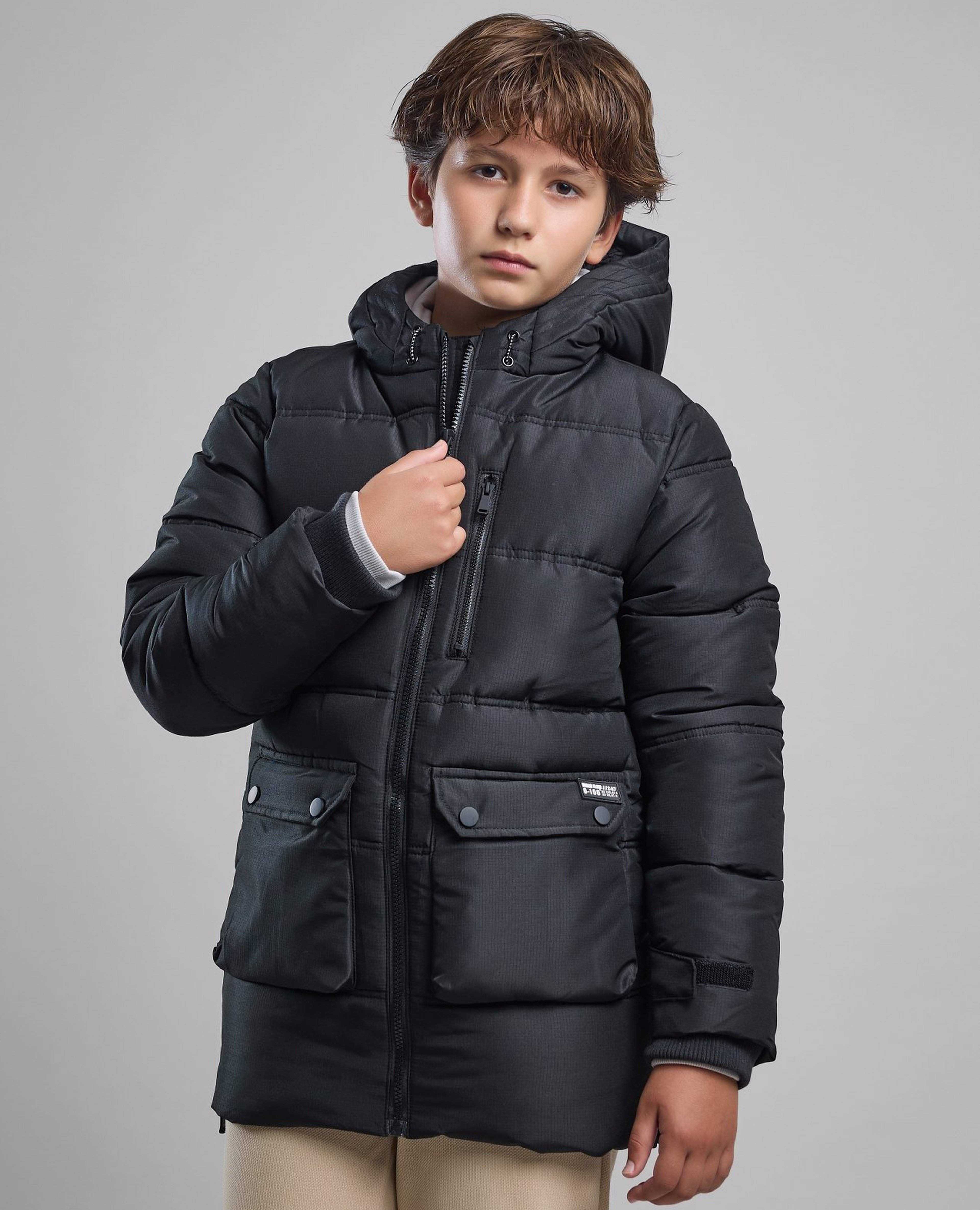Quilted Hooded Puffer Jacket with Zipper Closure