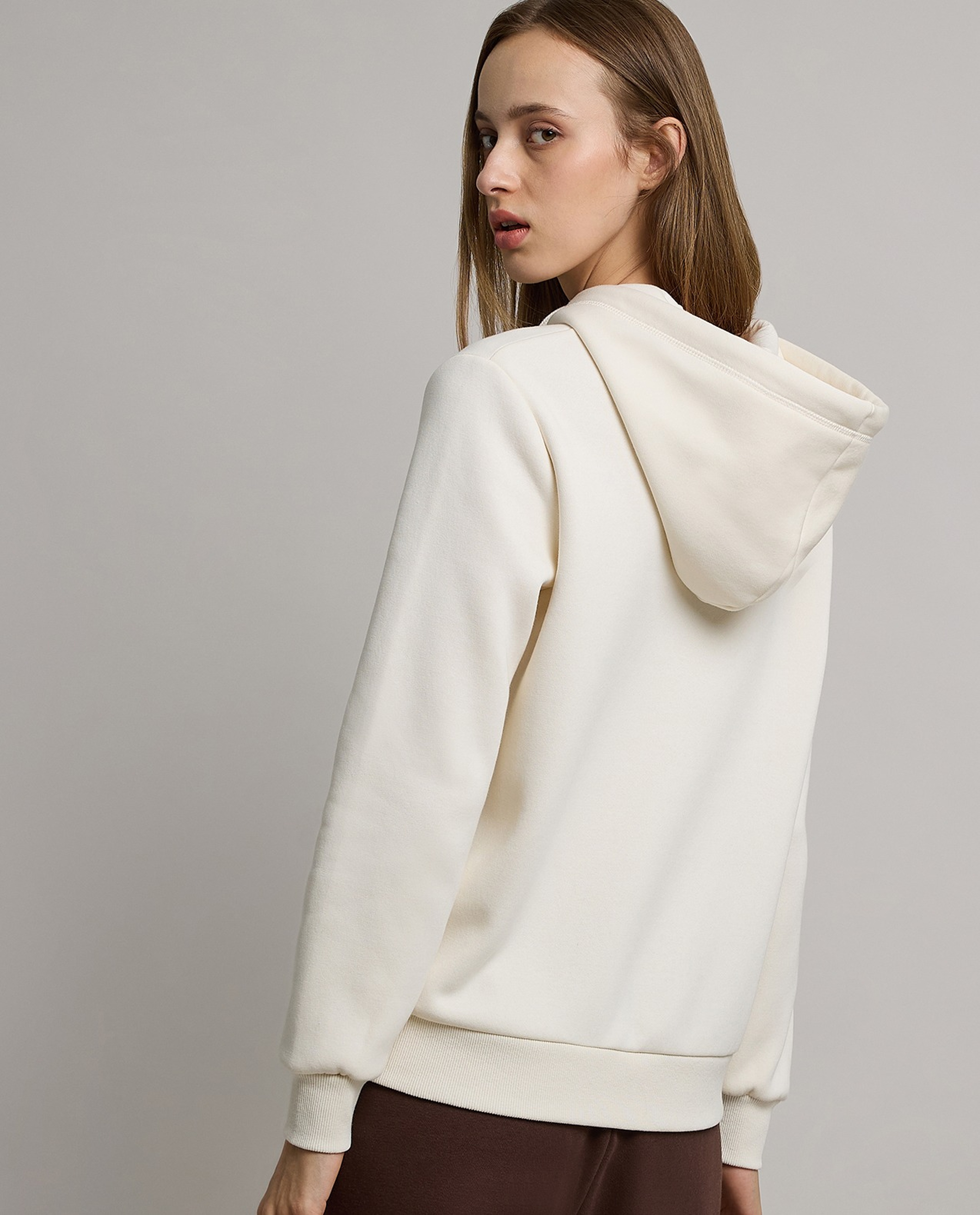 Solid Hooded Jacket with Zipper Closure