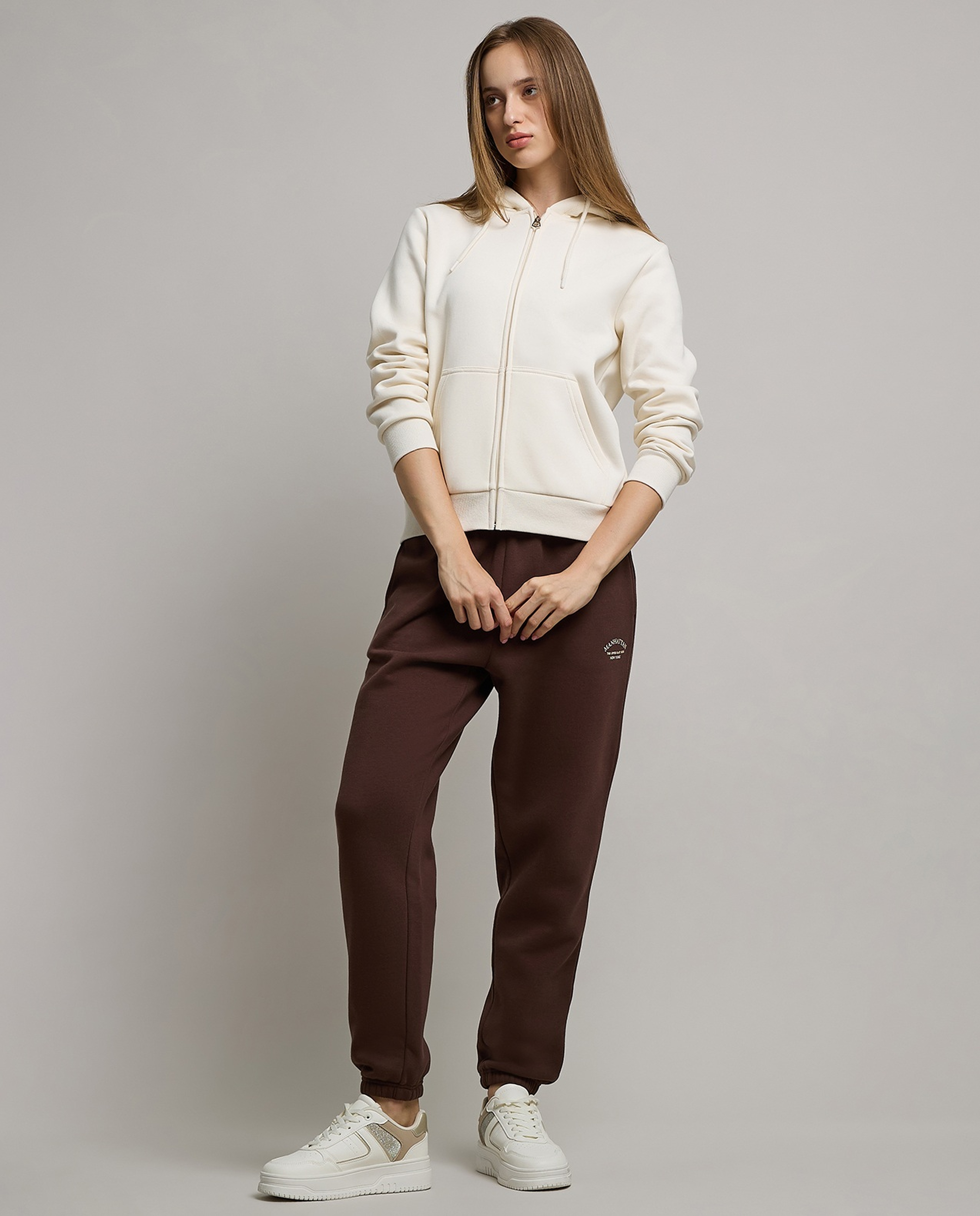 Solid Hooded Jacket with Zipper Closure