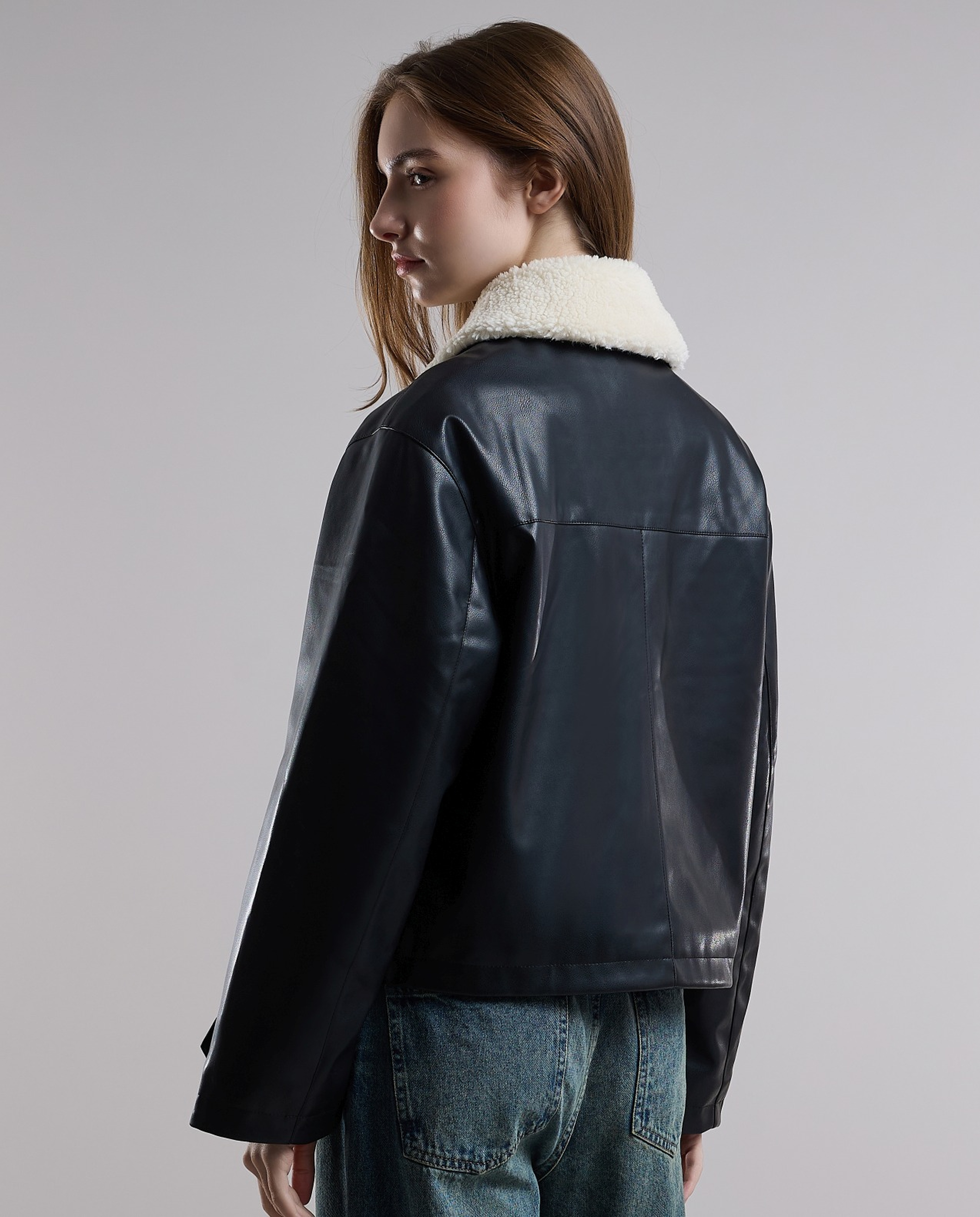 PU Jacket with Button Closure