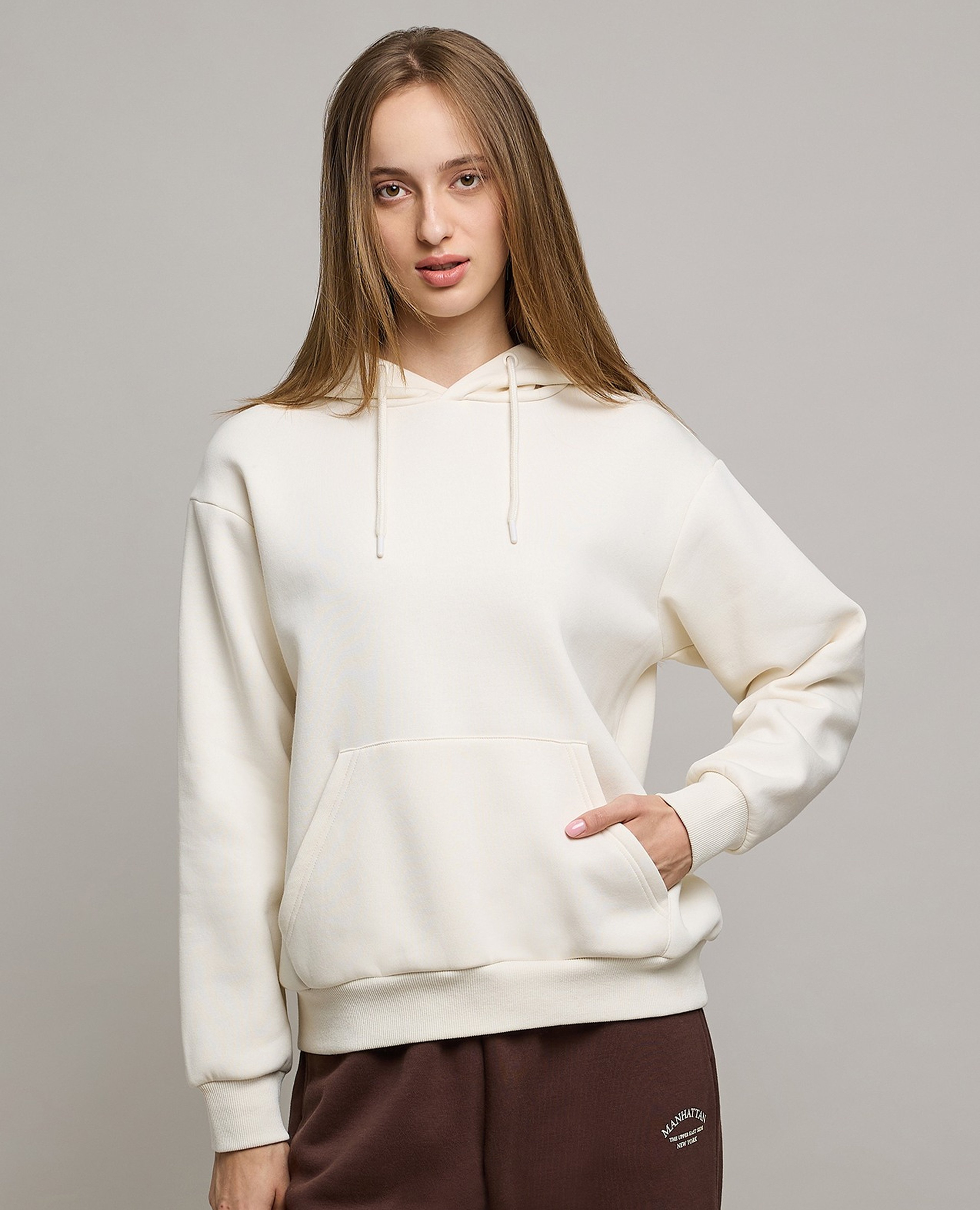 Solid Hoodie with Long Sleeves