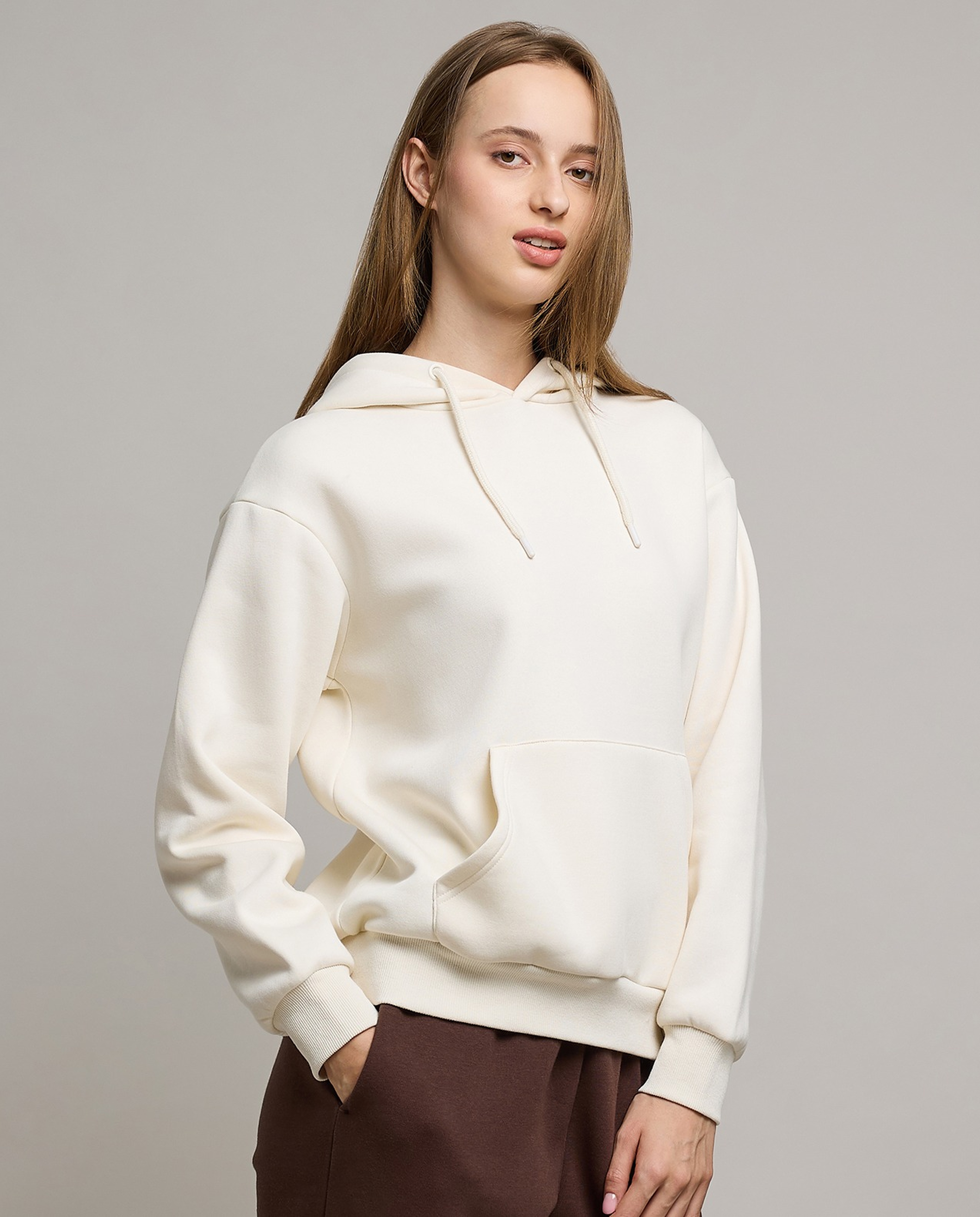 Solid Hoodie with Long Sleeves