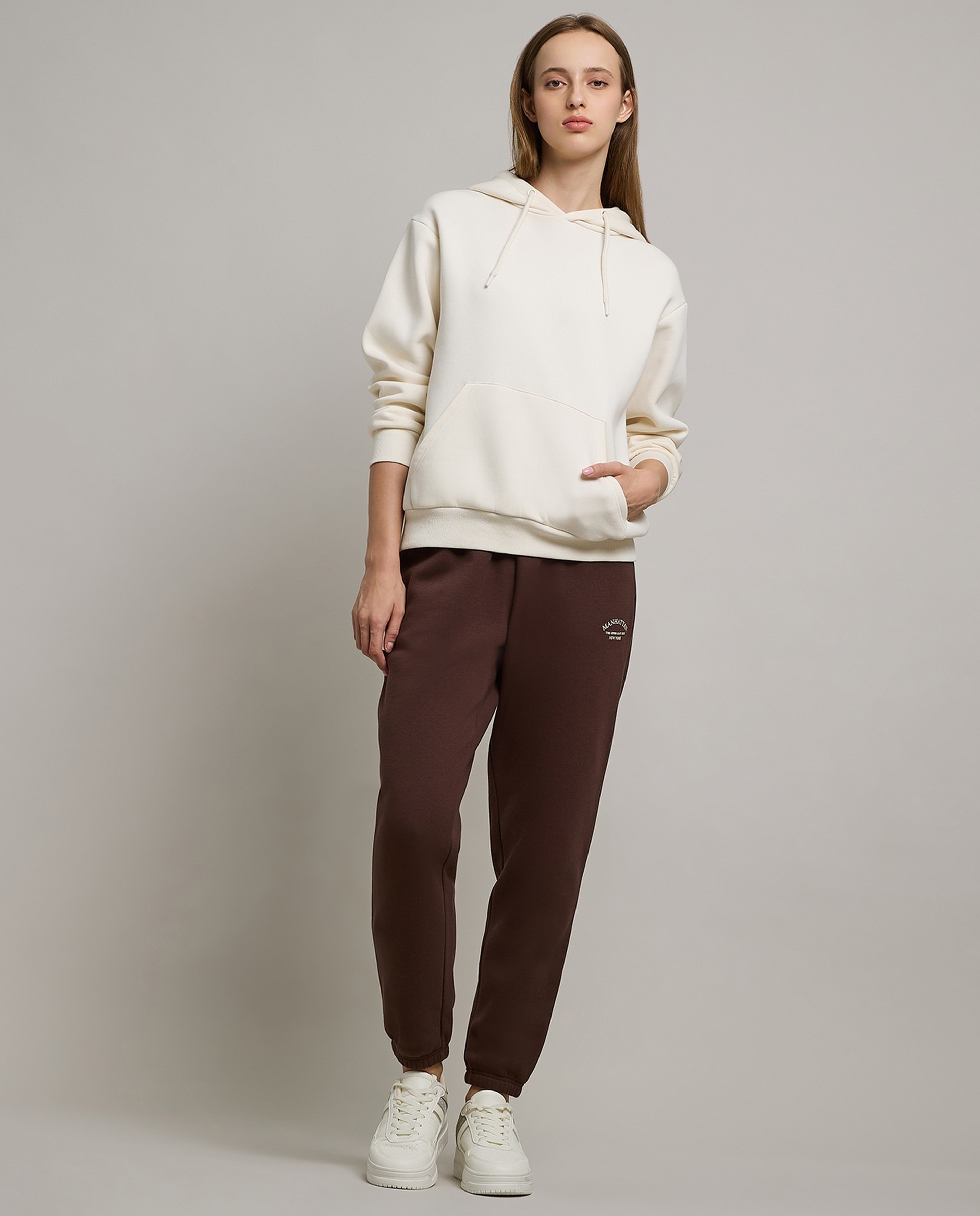 Solid Hoodie with Long Sleeves