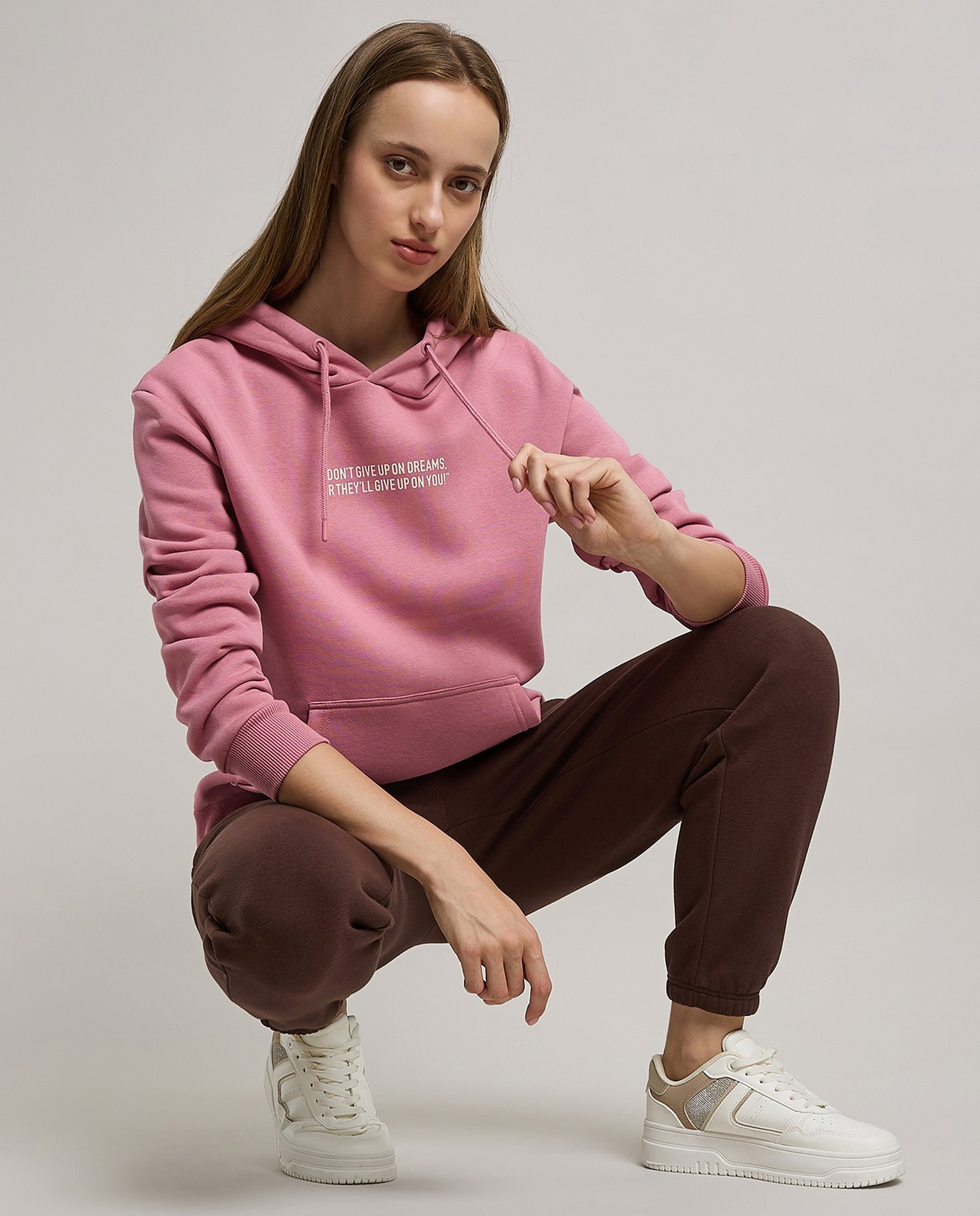 Typography Print Hoodie with Long Sleeves