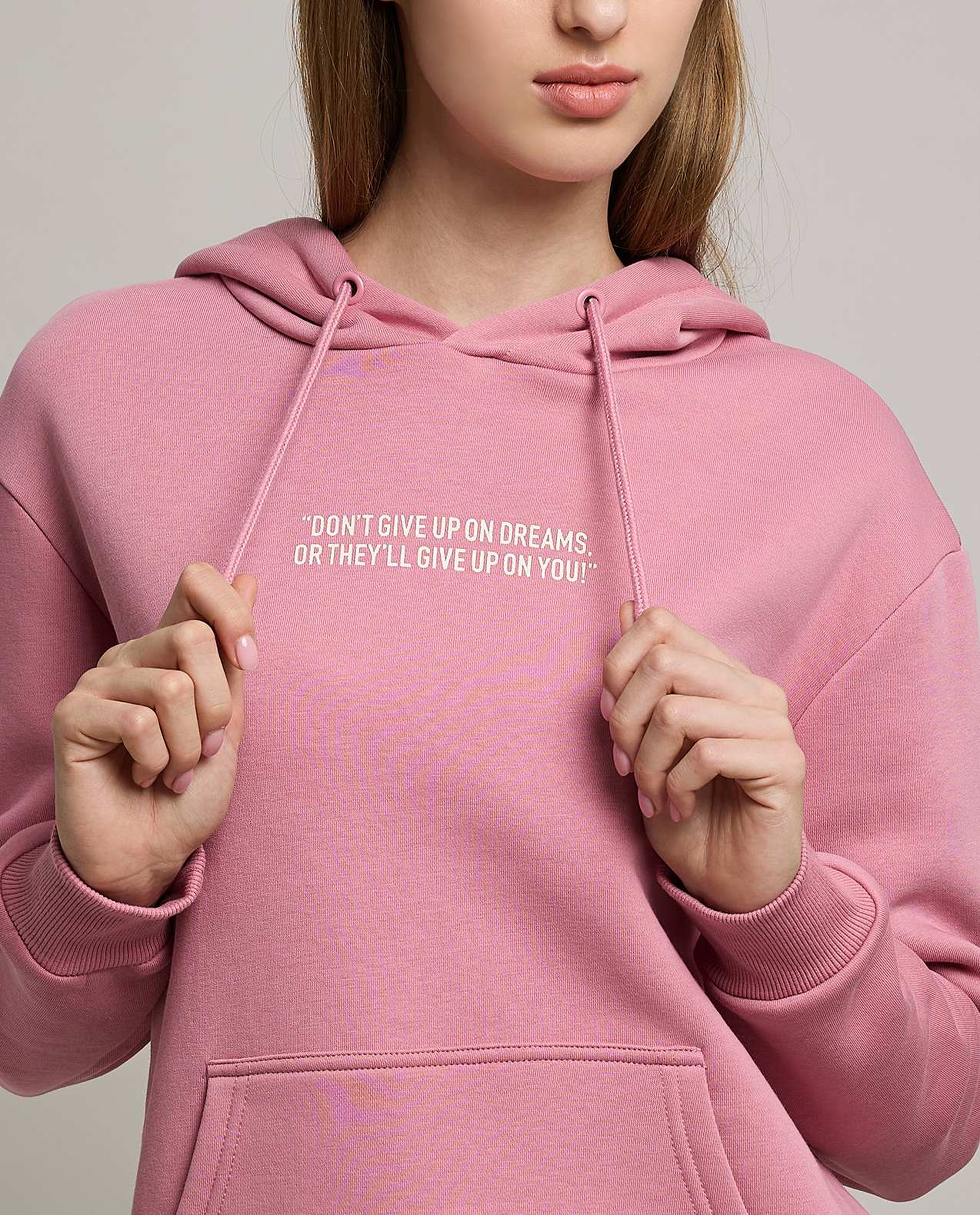 Typography Print Hoodie with Long Sleeves