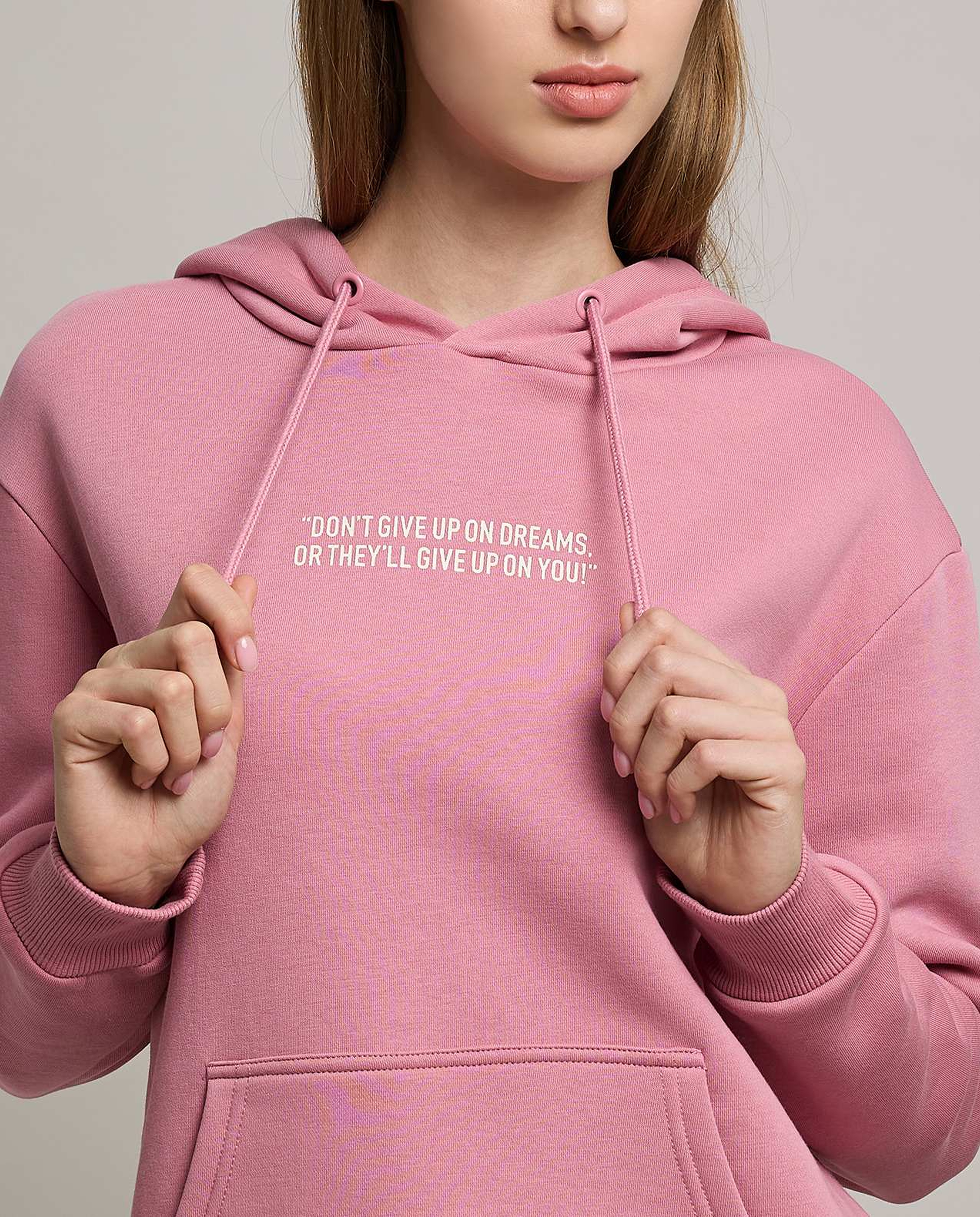 Typography Print Hoodie with Long Sleeves