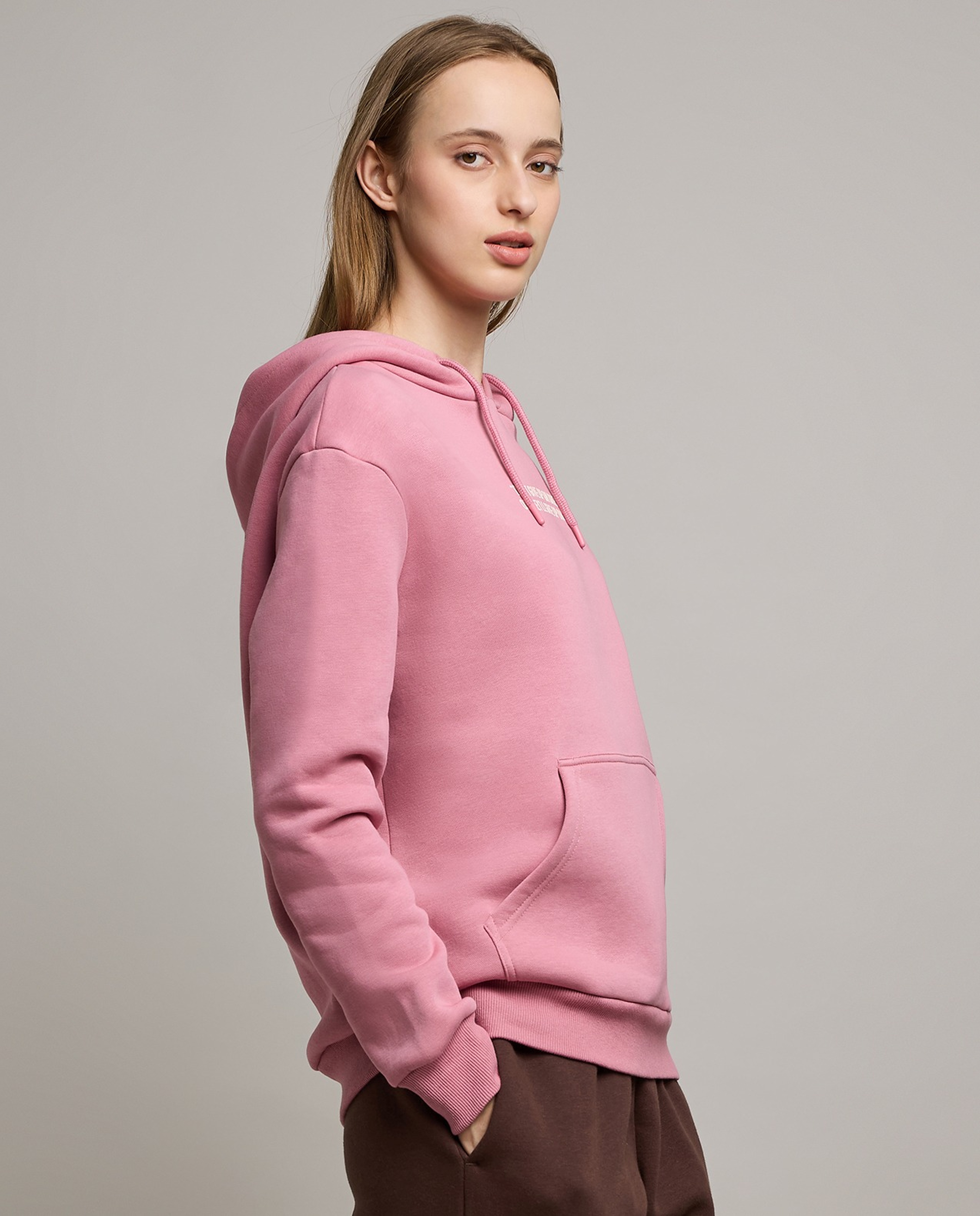 Typography Print Hoodie with Long Sleeves