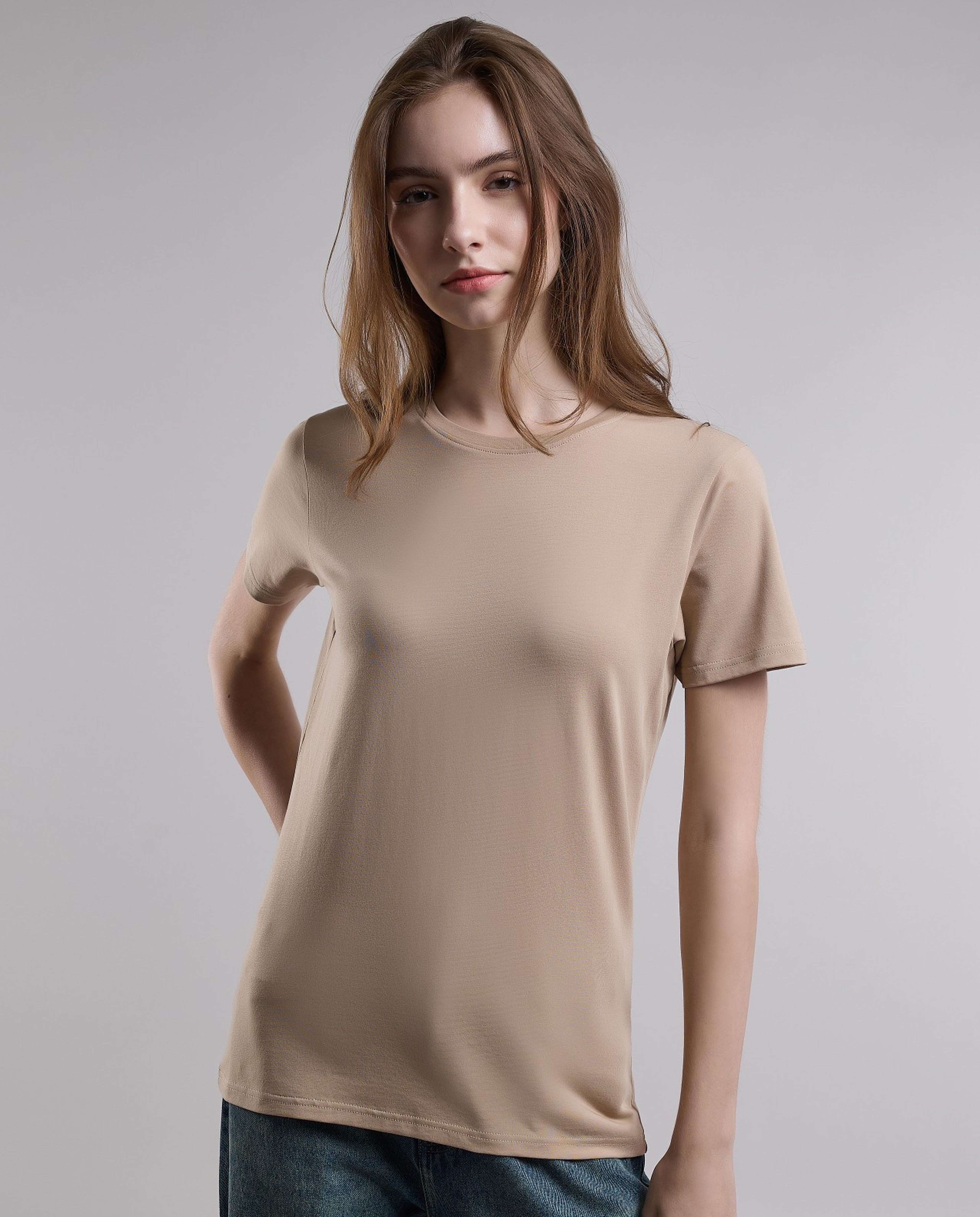 Solid T-Shirt with Crew Neck and Short Sleeves