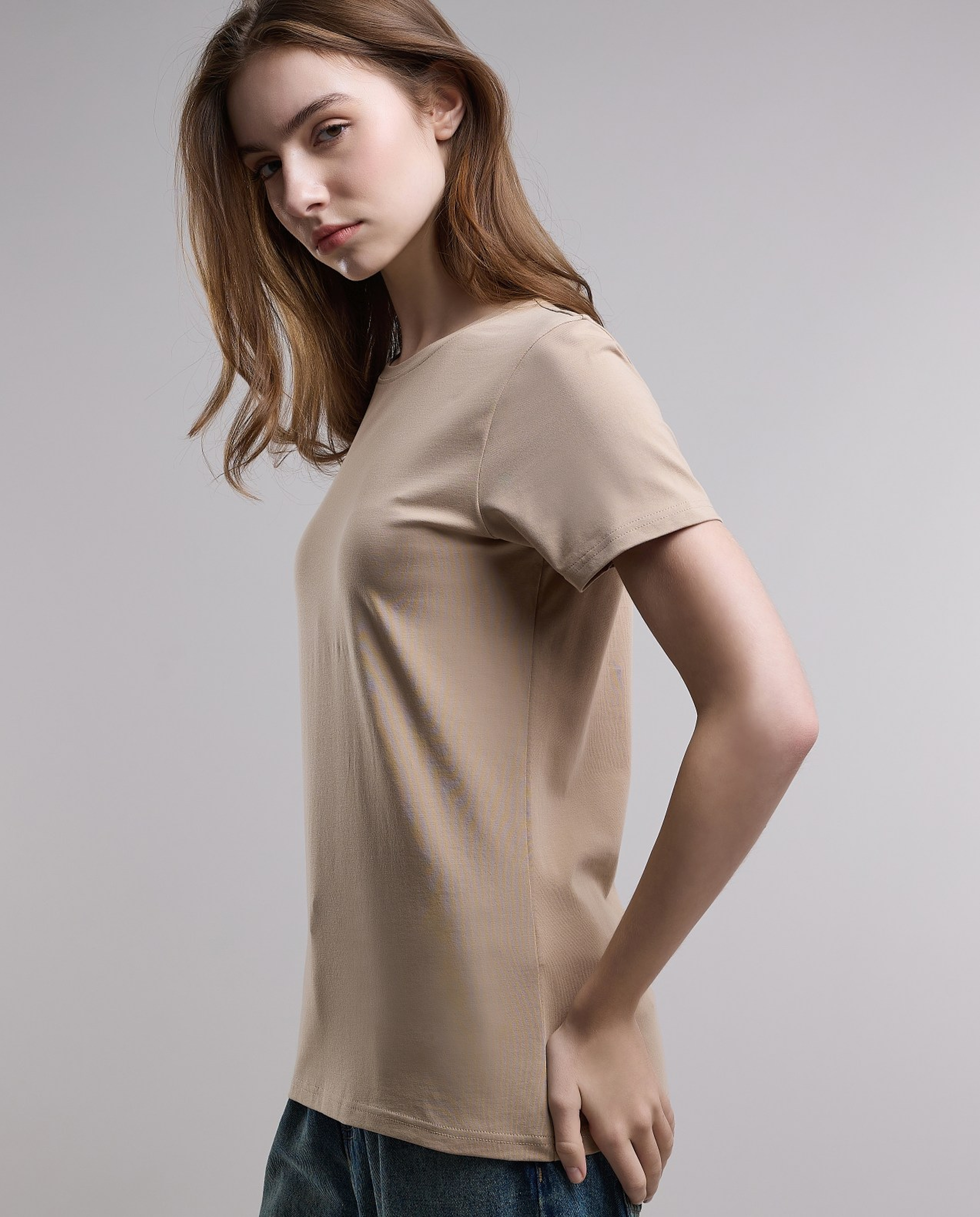 Solid T-Shirt with Crew Neck and Short Sleeves