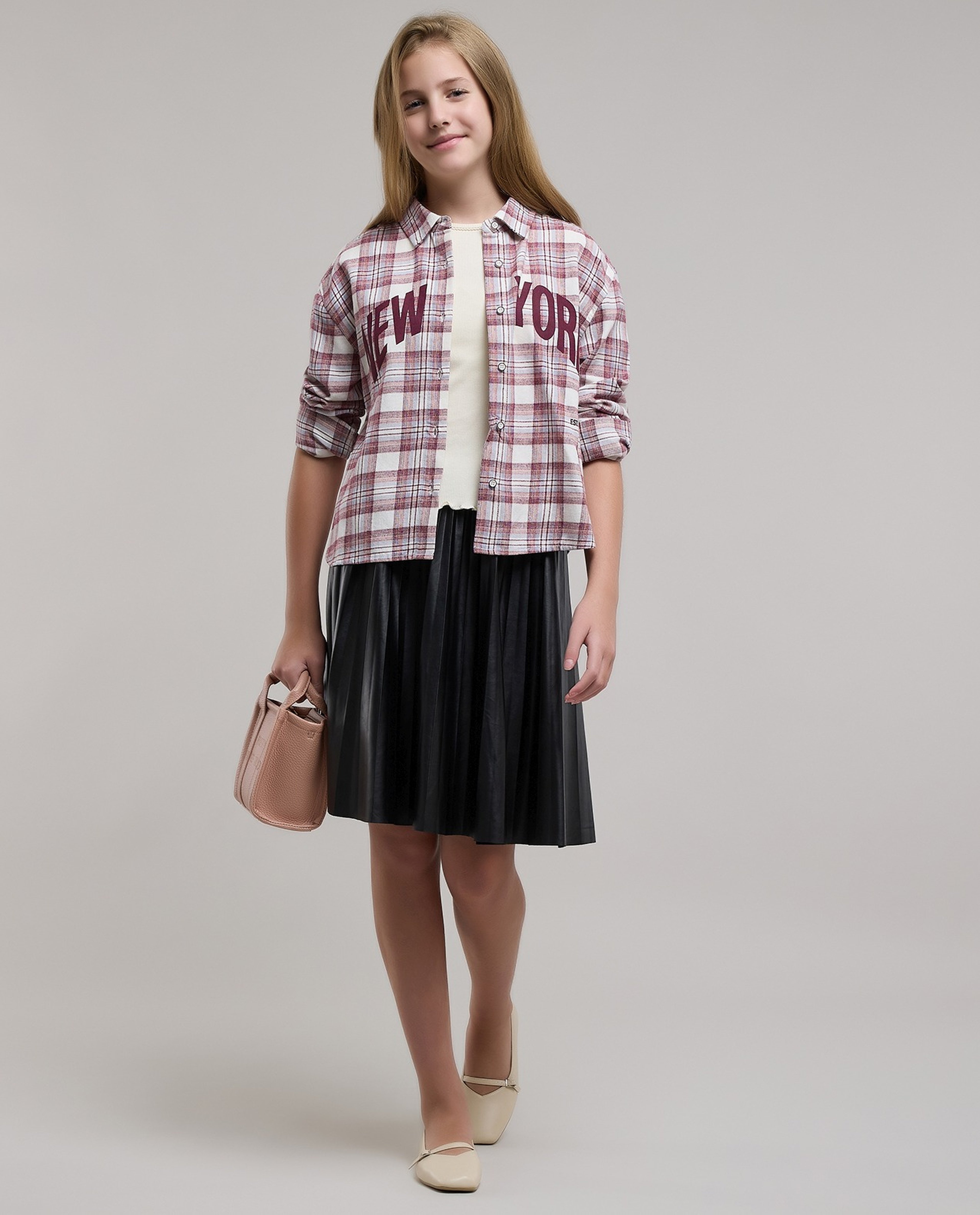 Plaid Shirt with Classic Collar and Long Sleeves