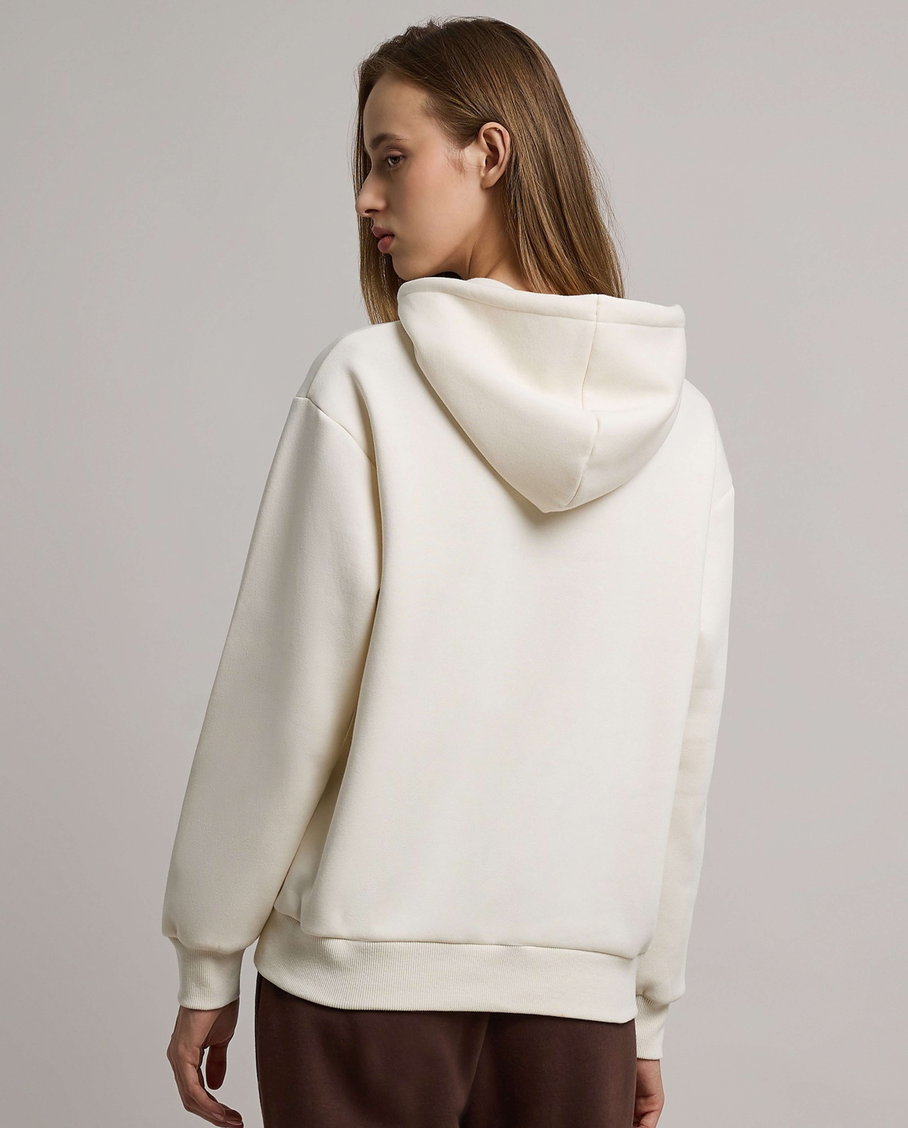 Typography Print Hoodie with Long Sleeves