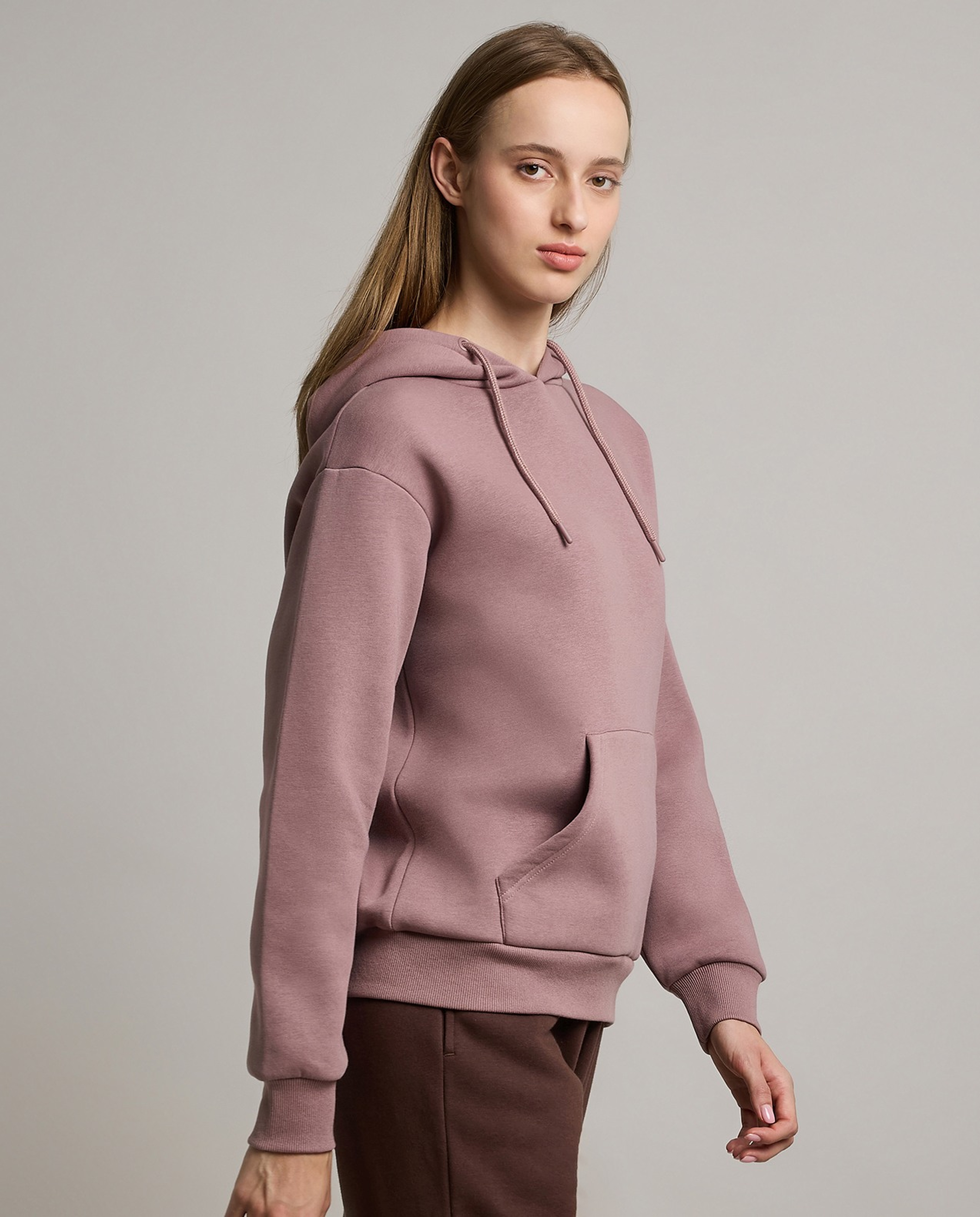 Solid Hoodie with Long Sleeves