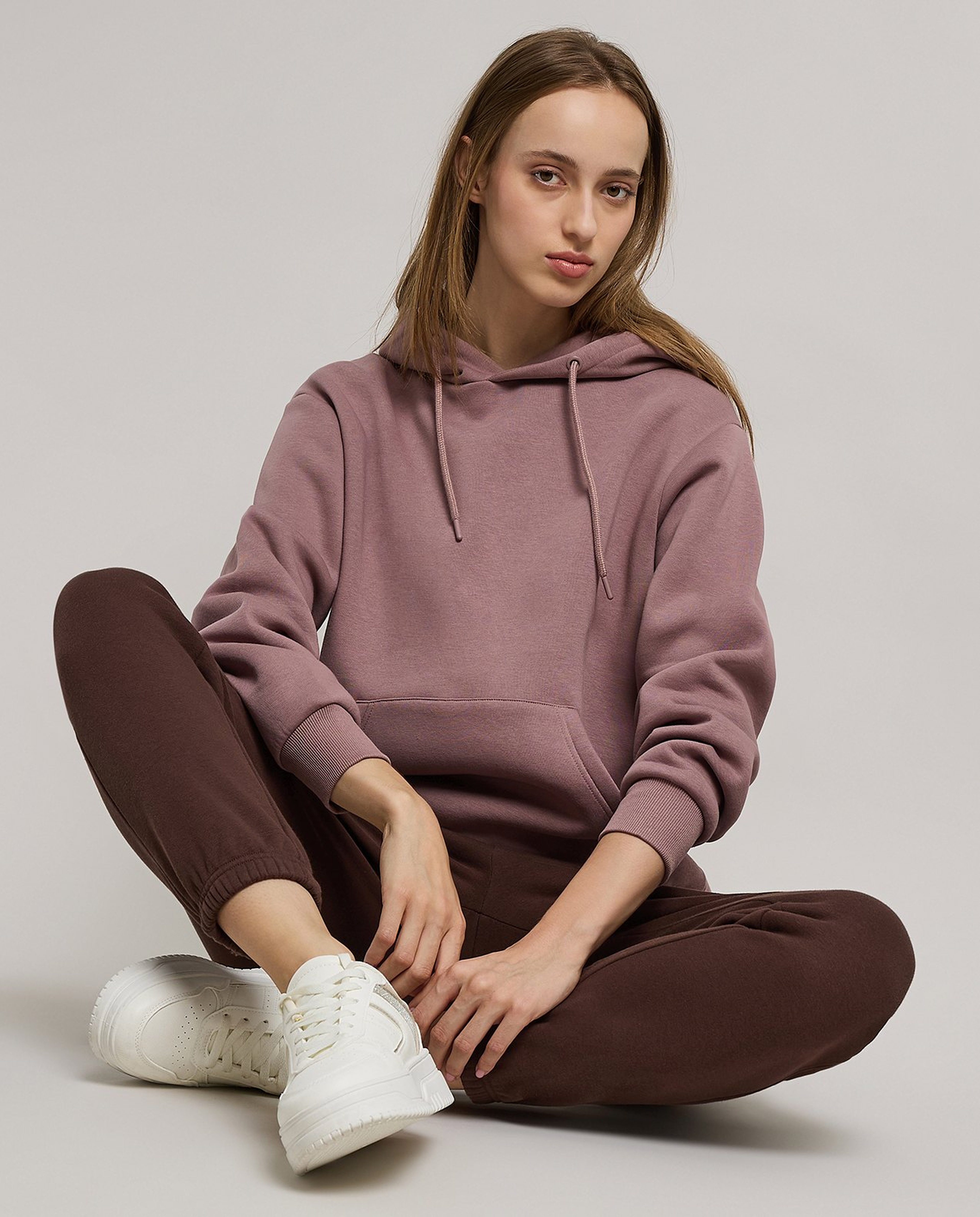 Solid Hoodie with Long Sleeves