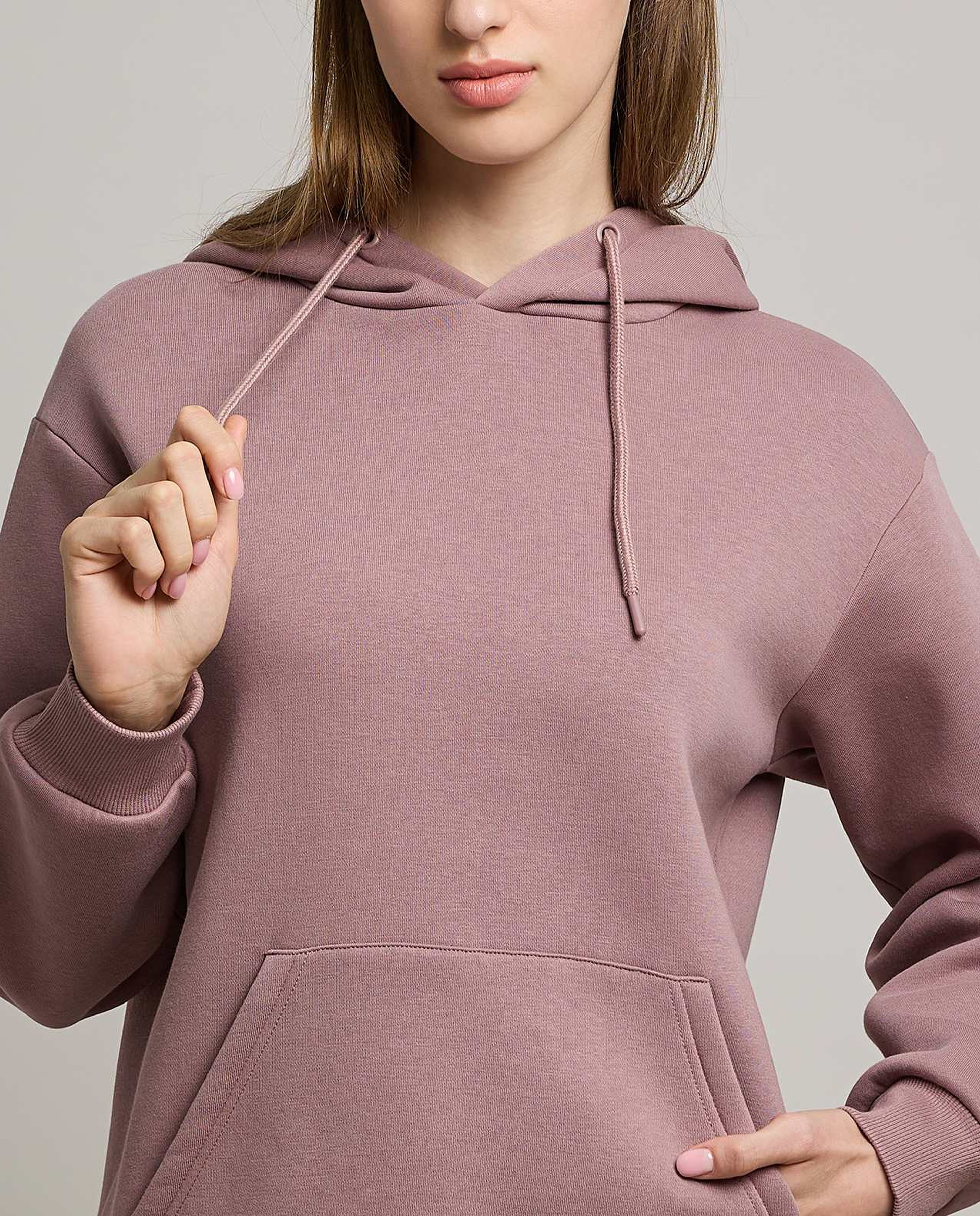 Solid Hoodie with Long Sleeves