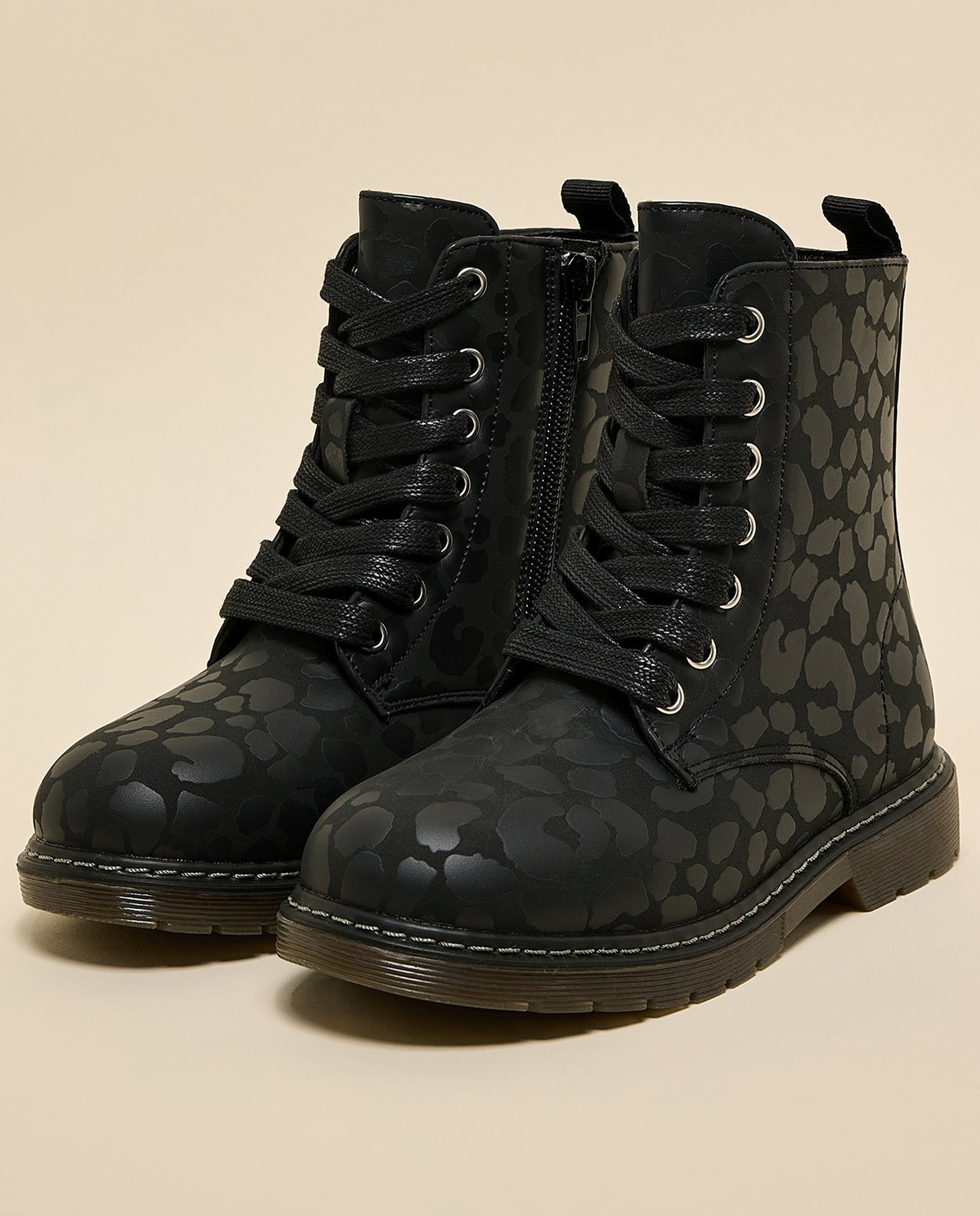 Patterned Combat Boots
